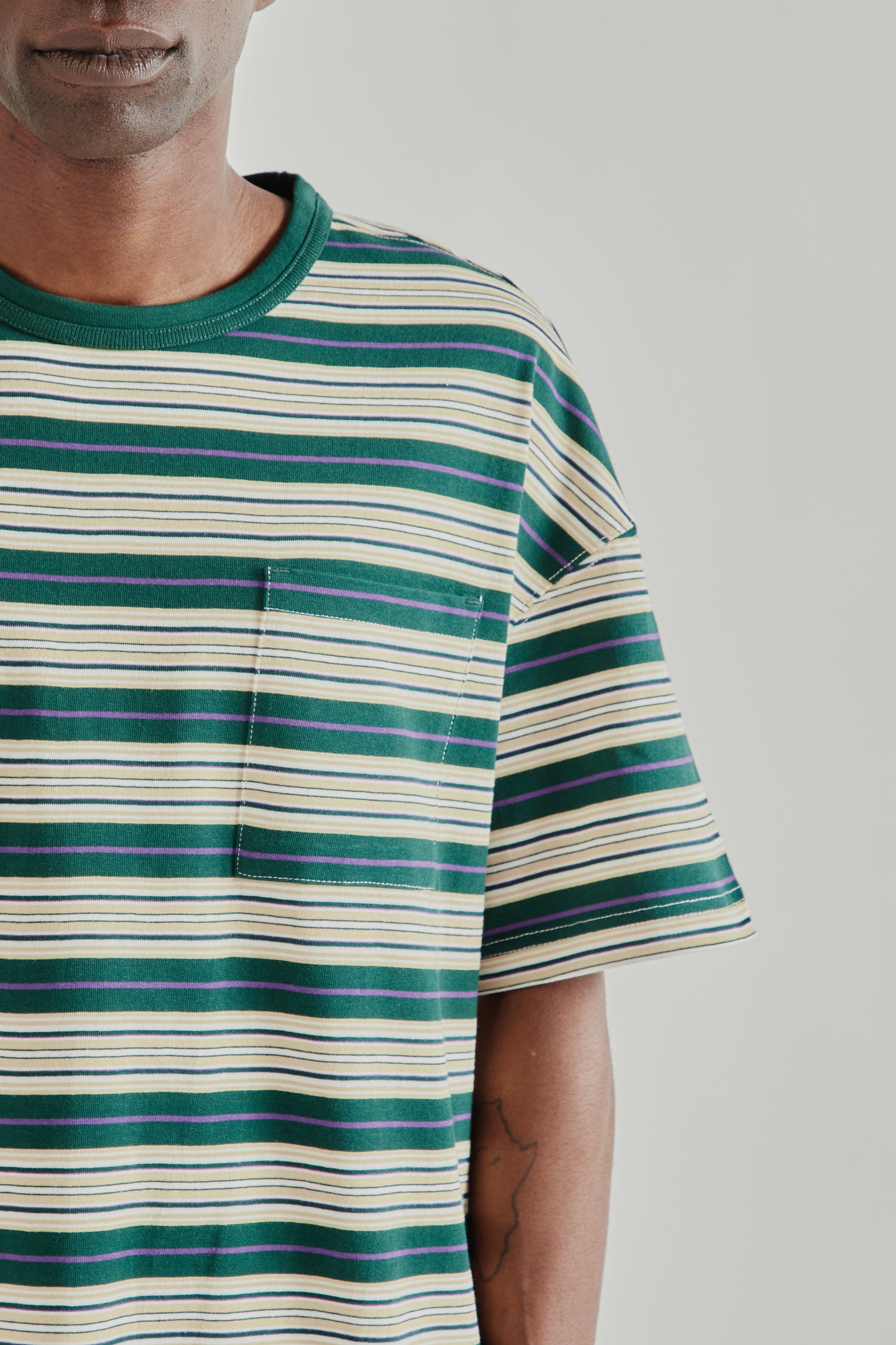 Frizmworks SS26 Horizon Stripe Half Tee Dark Green5079