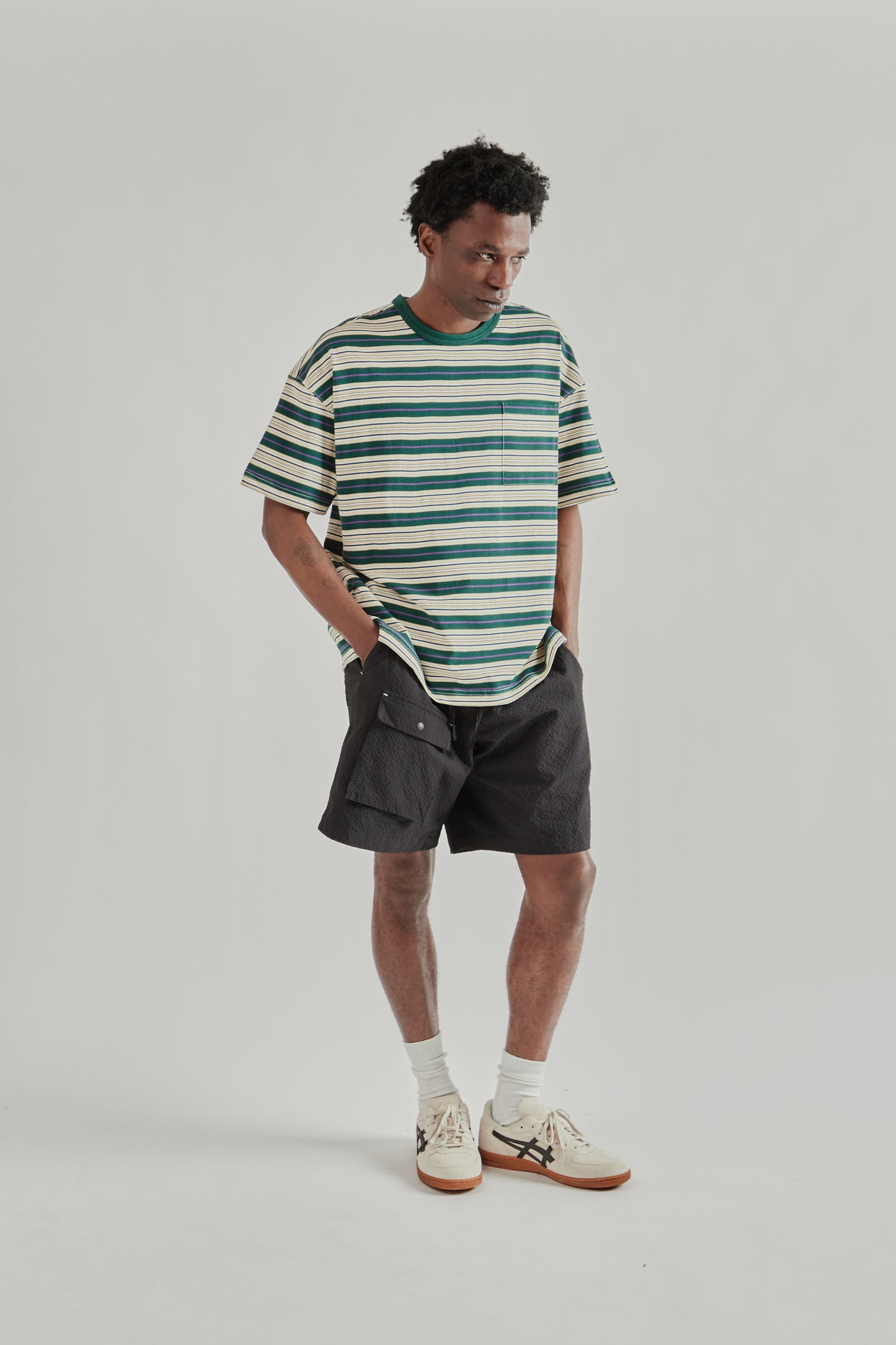 Frizmworks SS26 Horizon Stripe Half Tee Dark Green5081