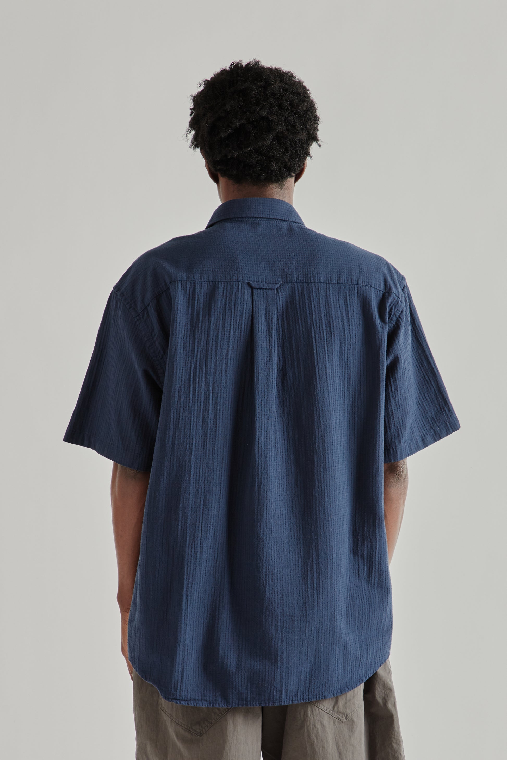 Frizmworks SS26 OG Dobby Weave Seersucker Half Shirt Navy4845