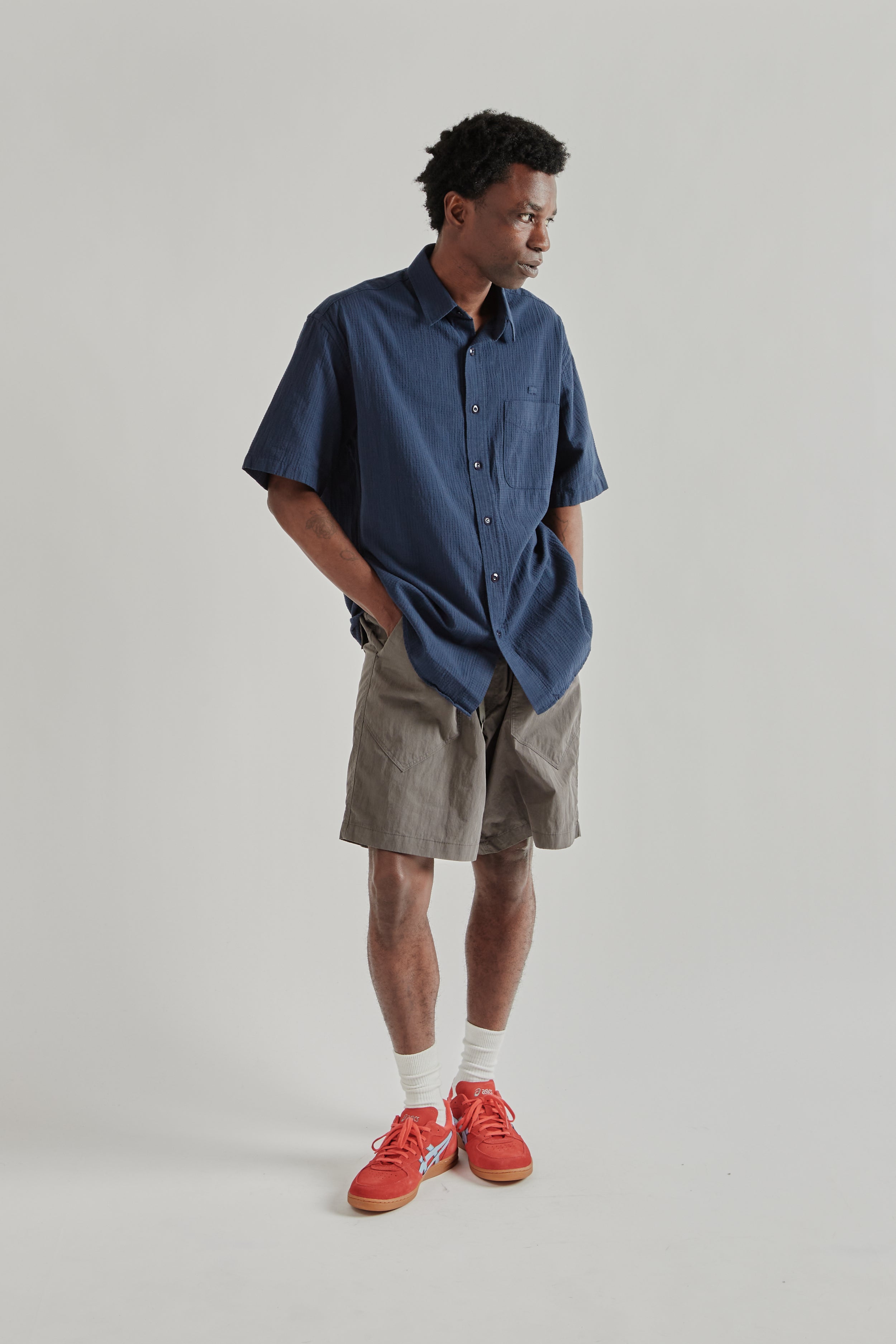Frizmworks OG Dobby Weave Seersucker Half Shirt - Navy | Wallace
