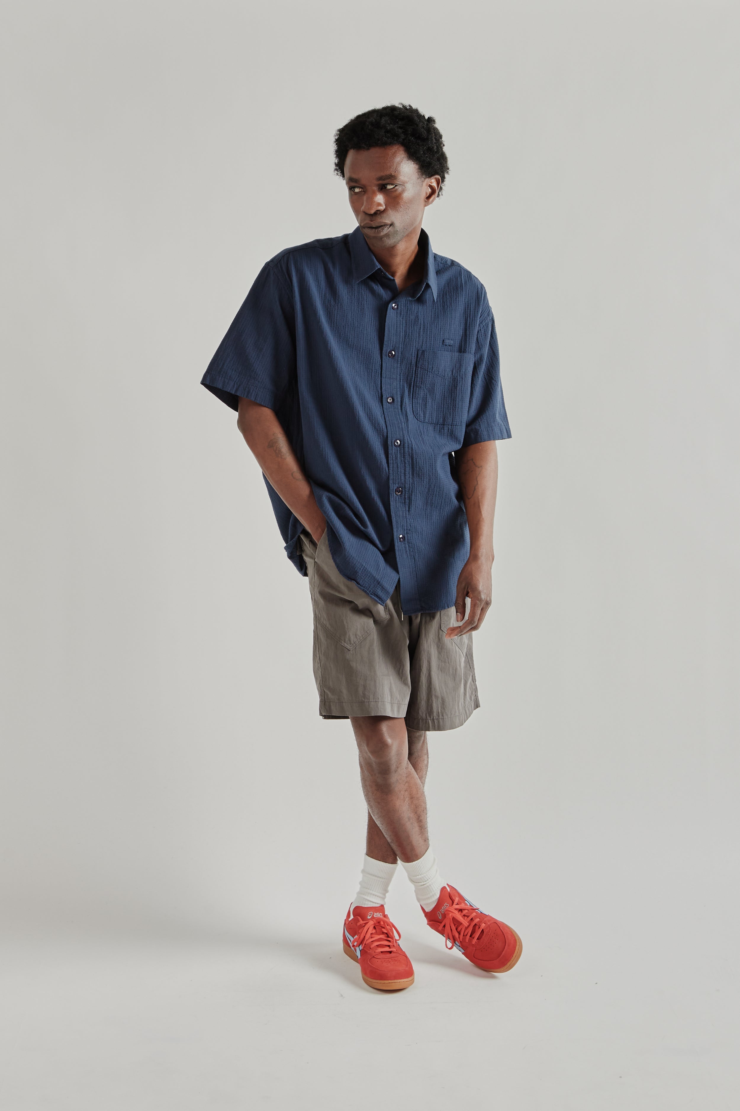 Frizmworks OG Dobby Weave Seersucker Half Shirt - Navy | Wallace