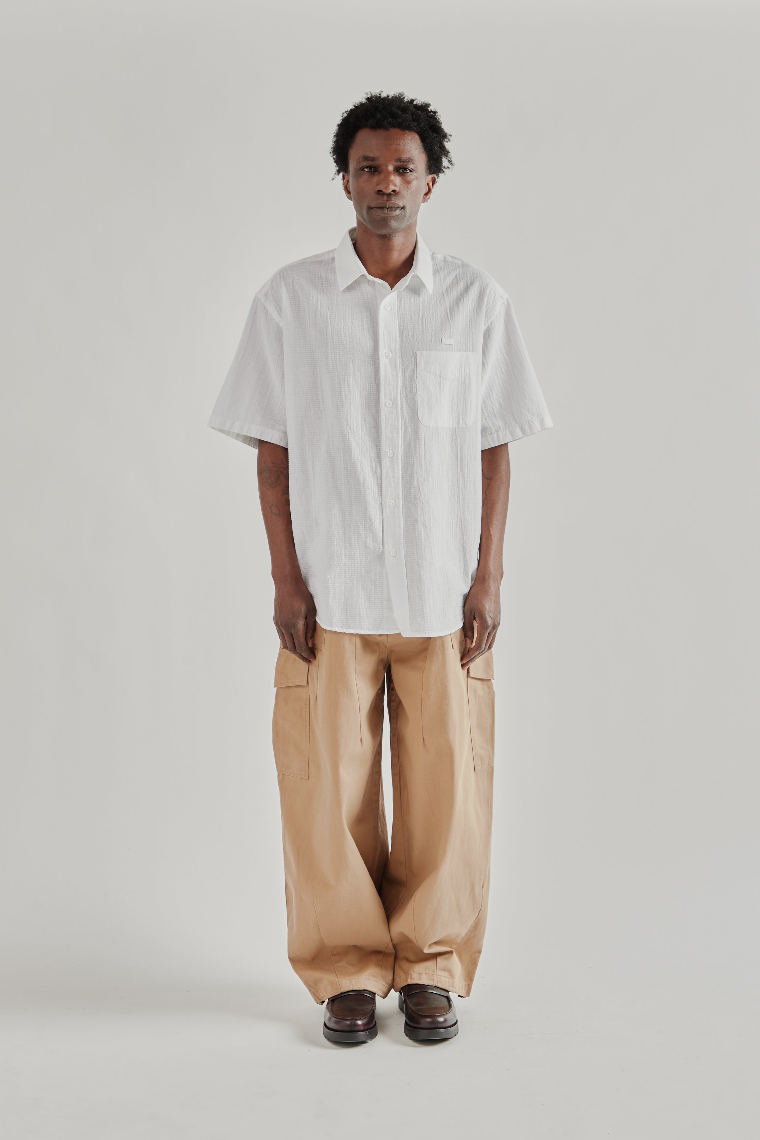 Frizmworks OG Dobby Weave Seersucker Half Shirt - White | Wallace