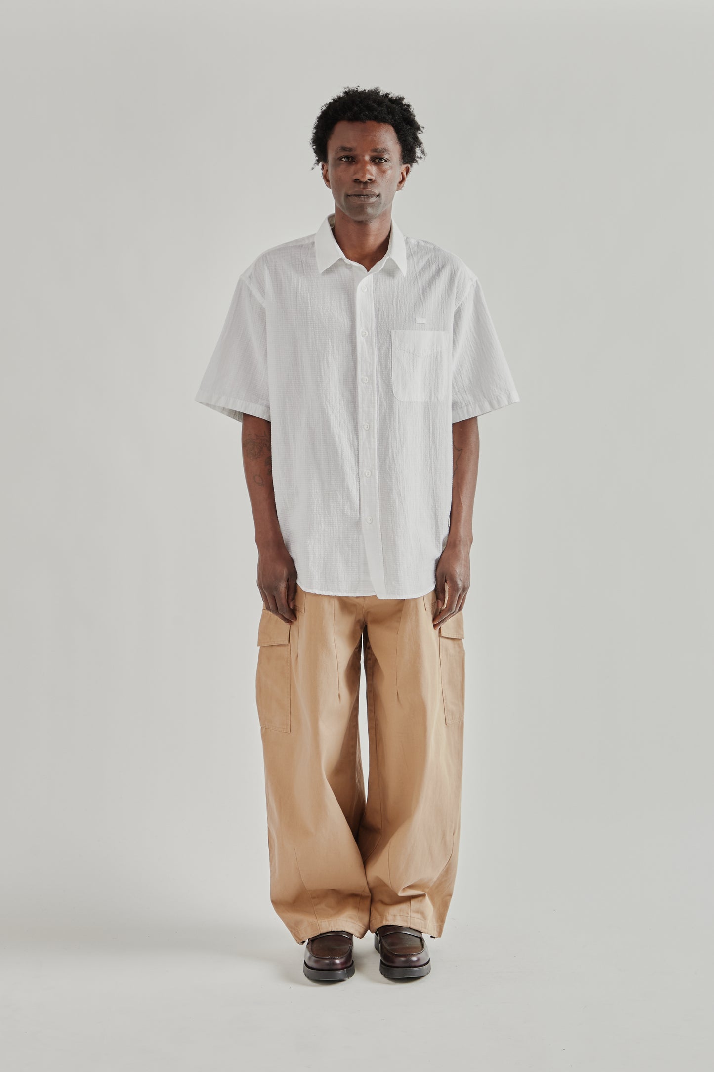 Frizmworks SS26 OG Dobby Weave Seersucker Half Shirt White5194