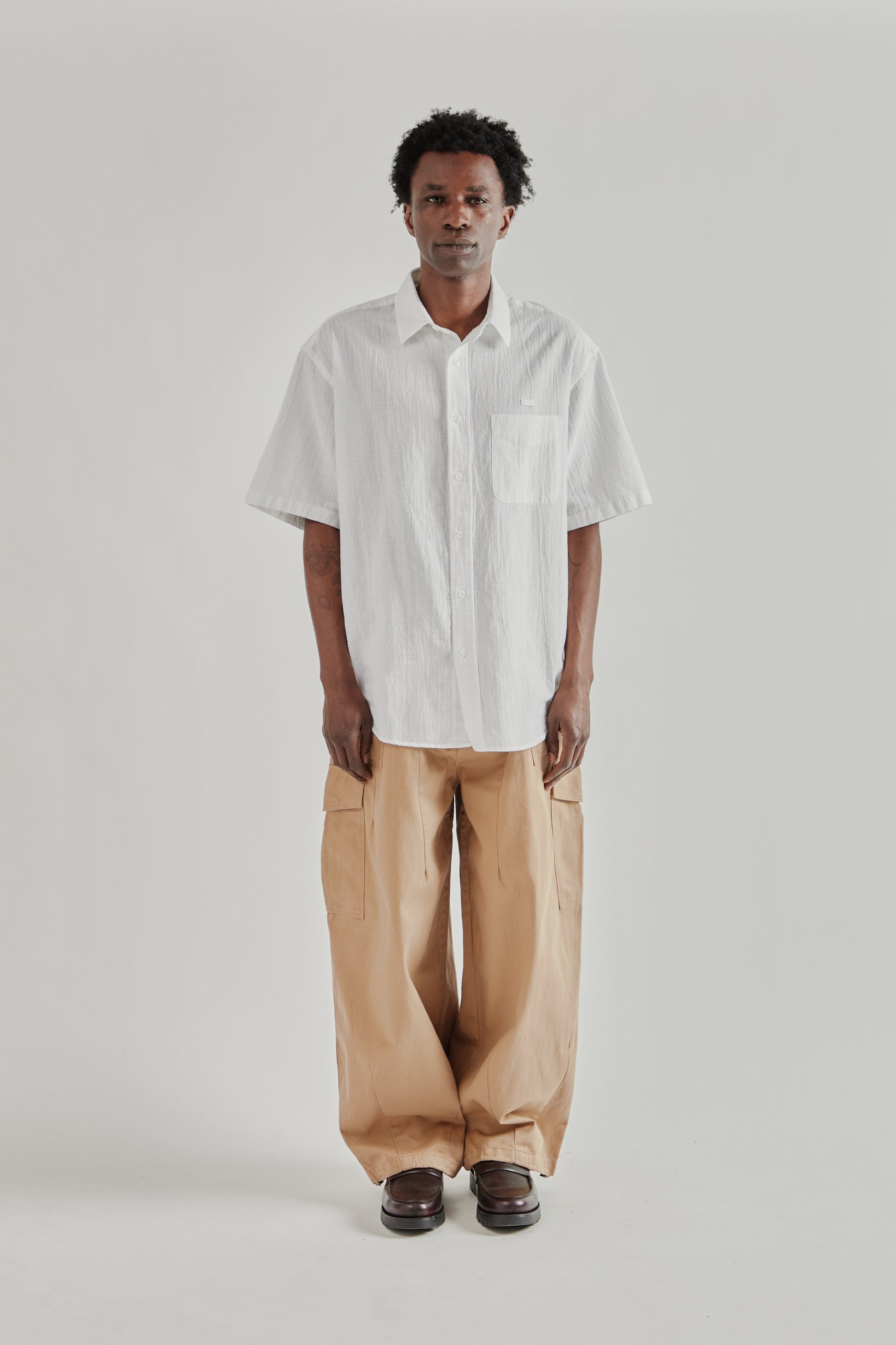 Frizmworks SS26 OG Dobby Weave Seersucker Half Shirt White5194