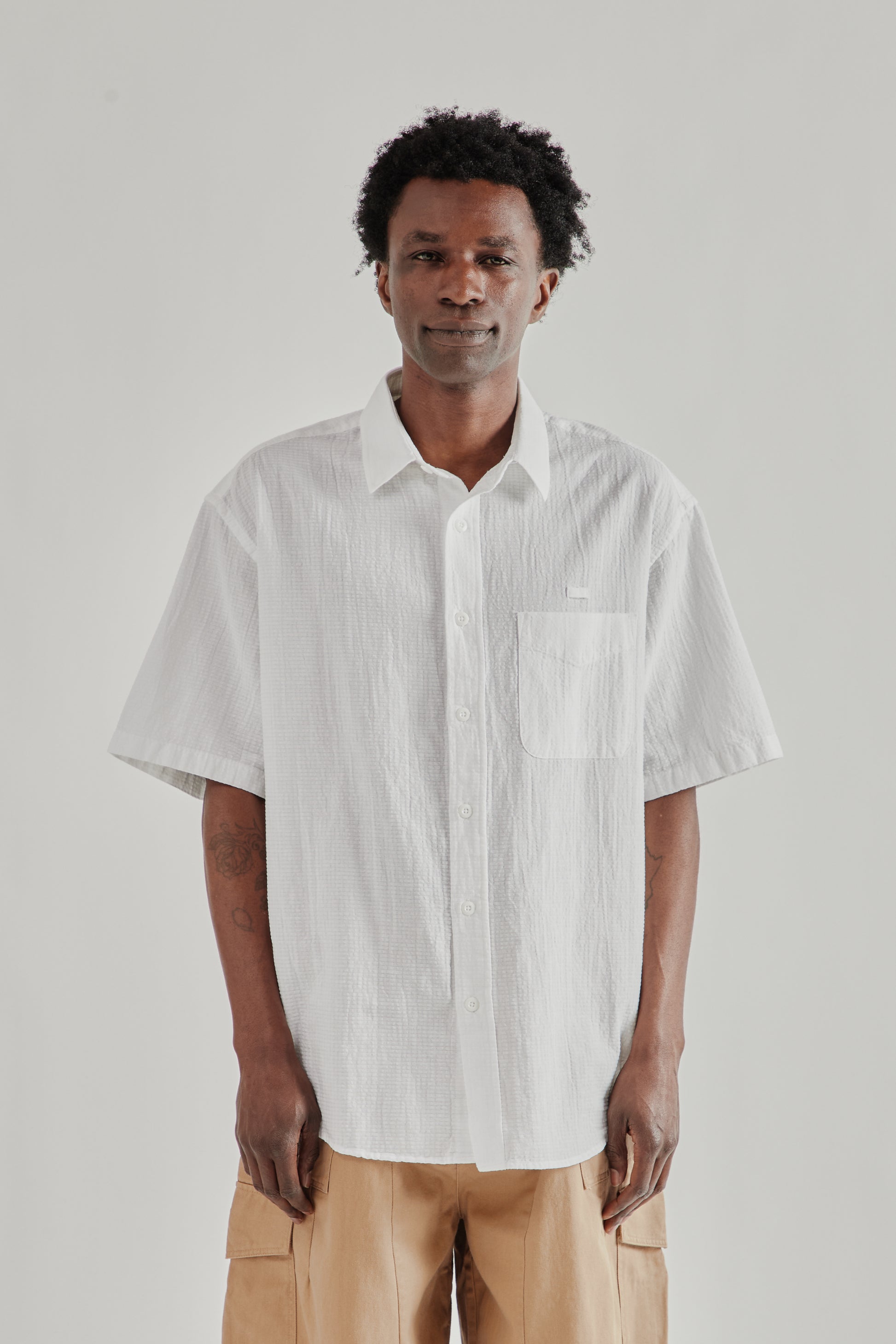 Frizmworks SS26 OG Dobby Weave Seersucker Half Shirt White5197