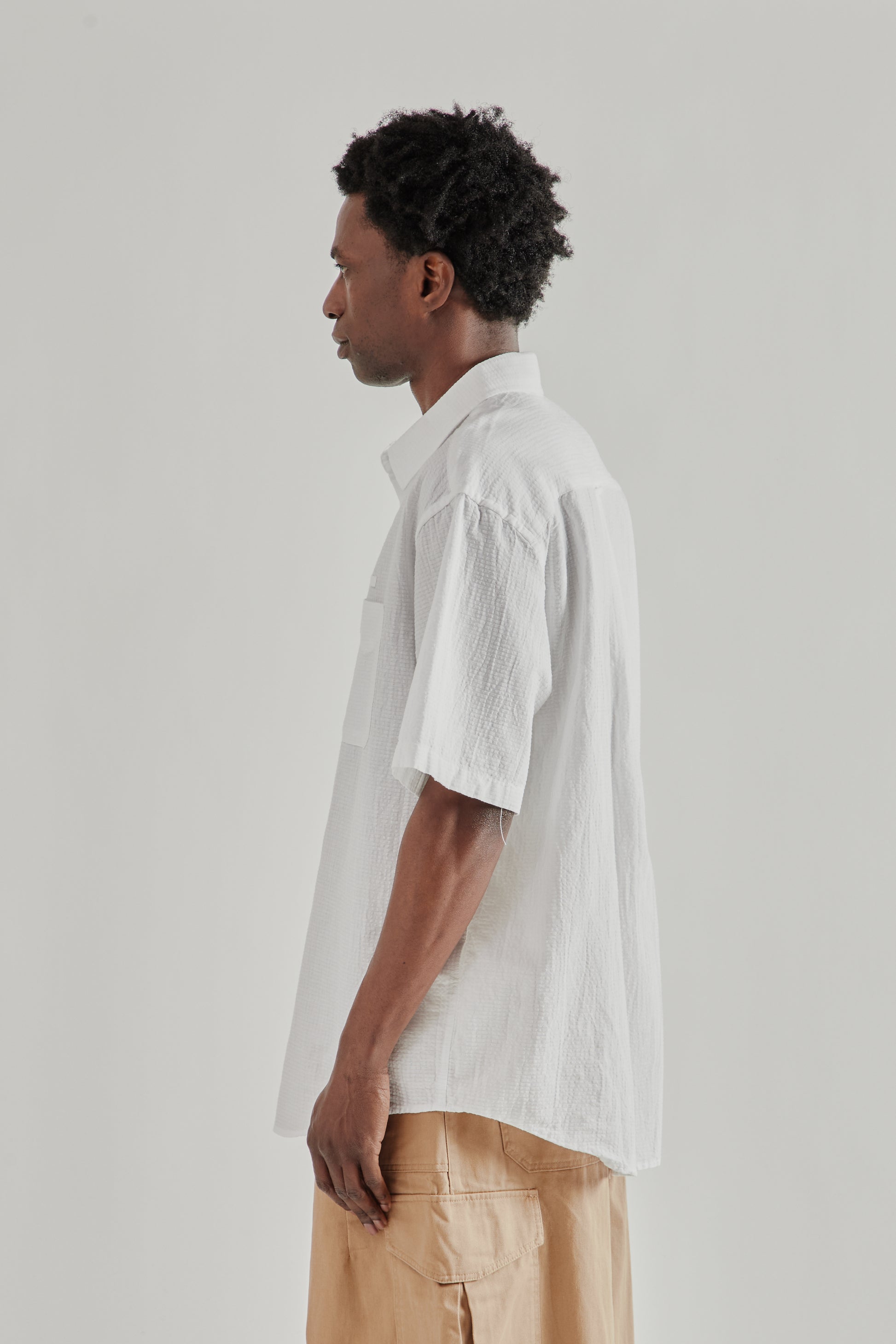 Frizmworks SS26 OG Dobby Weave Seersucker Half Shirt White5203