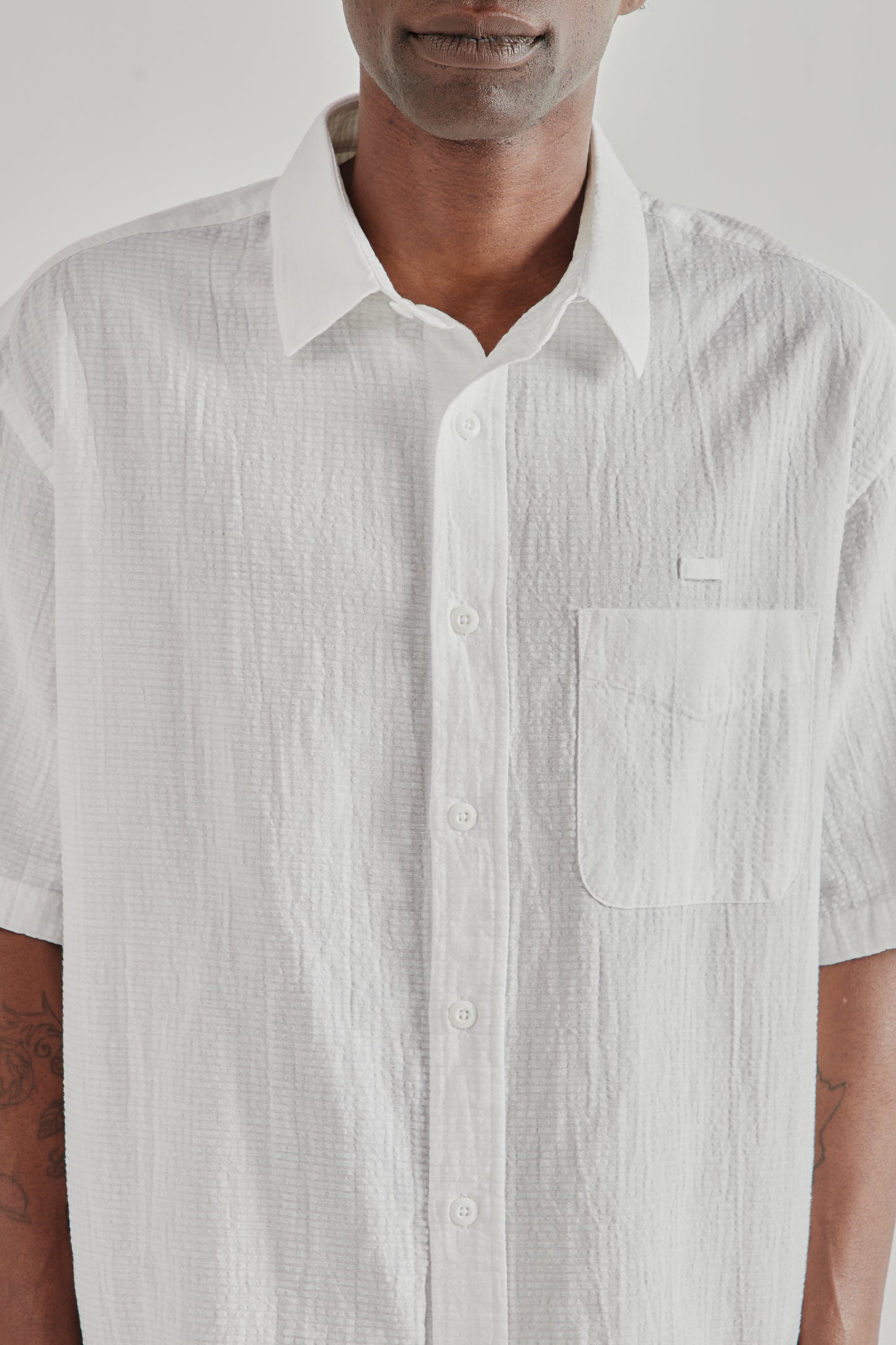 Frizmworks SS26 OG Dobby Weave Seersucker Half Shirt White5208
