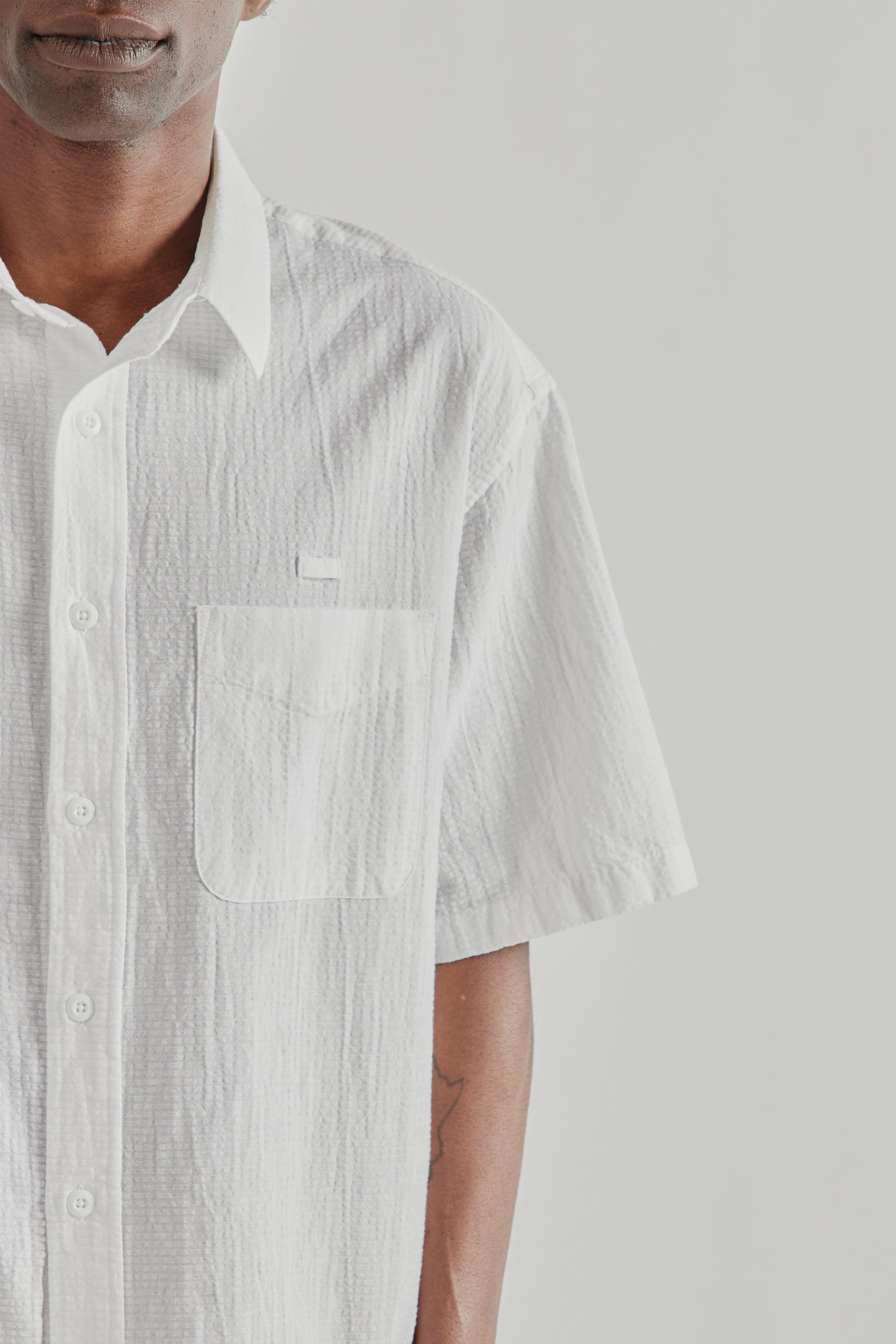 Frizmworks SS26 OG Dobby Weave Seersucker Half Shirt White5209