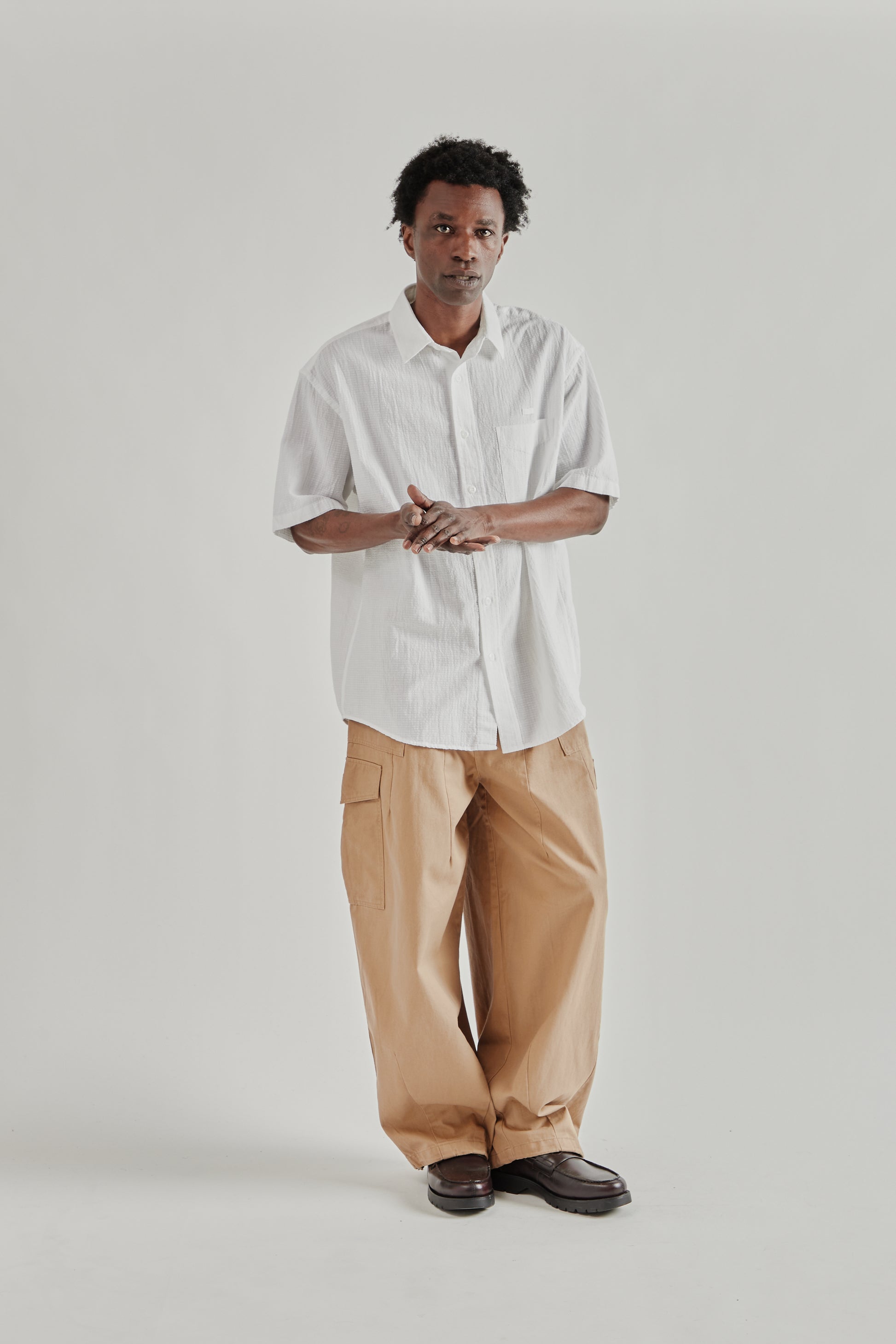 Frizmworks SS26 OG Dobby Weave Seersucker Half Shirt White5211