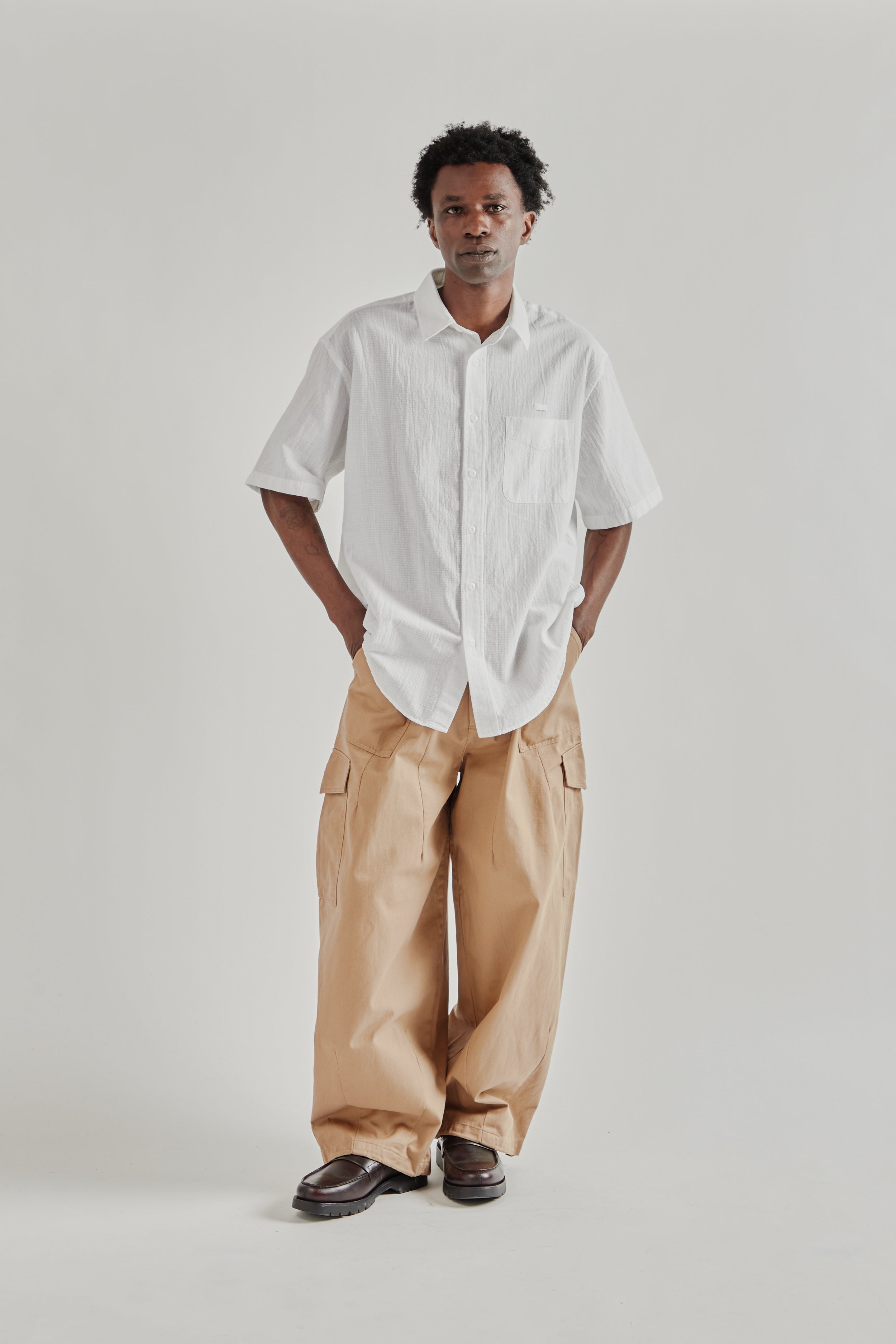 Frizmworks OG Dobby Weave Seersucker Half Shirt - White | Wallace