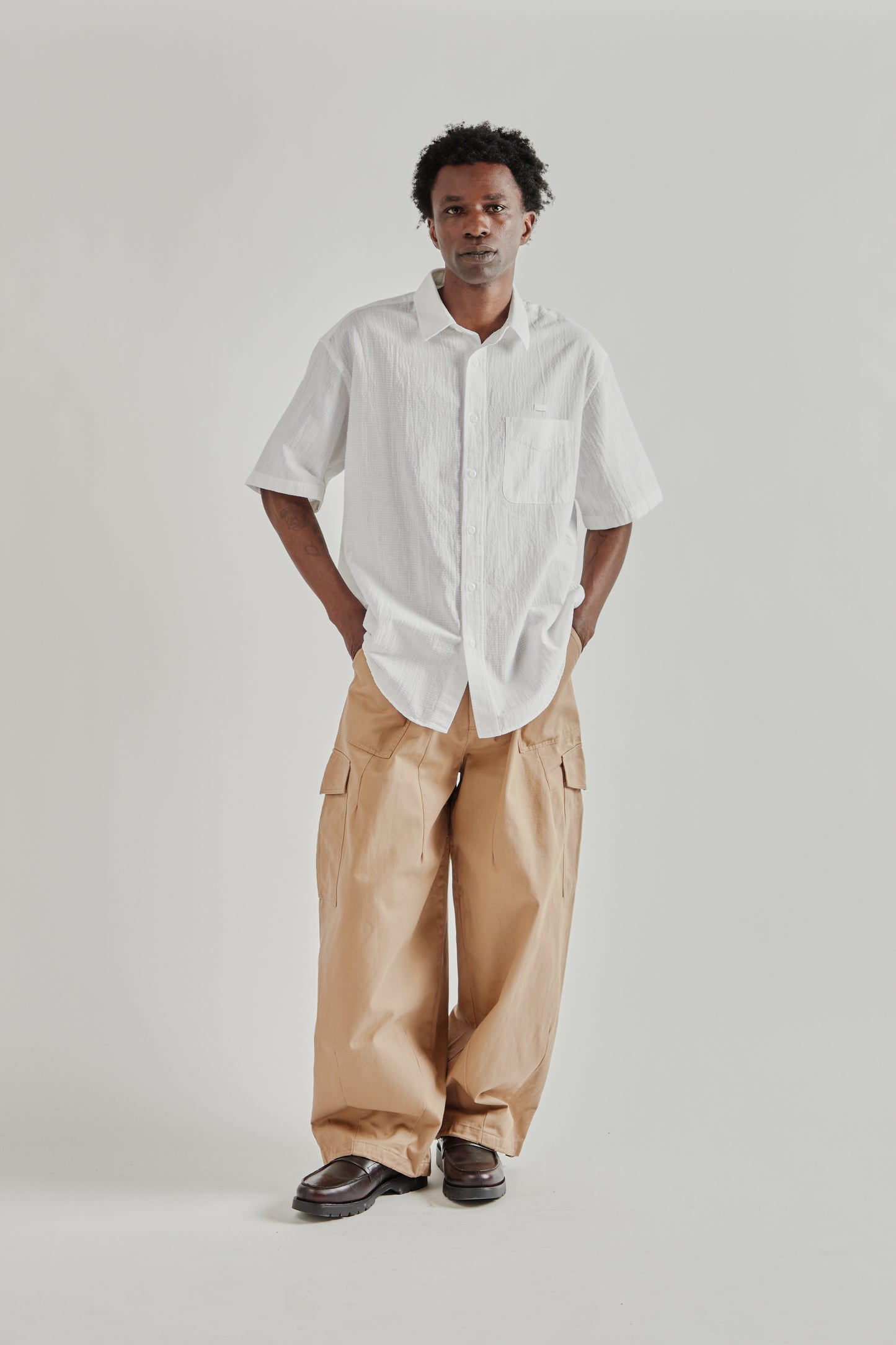 Frizmworks SS26 OG Dobby Weave Seersucker Half Shirt White5216