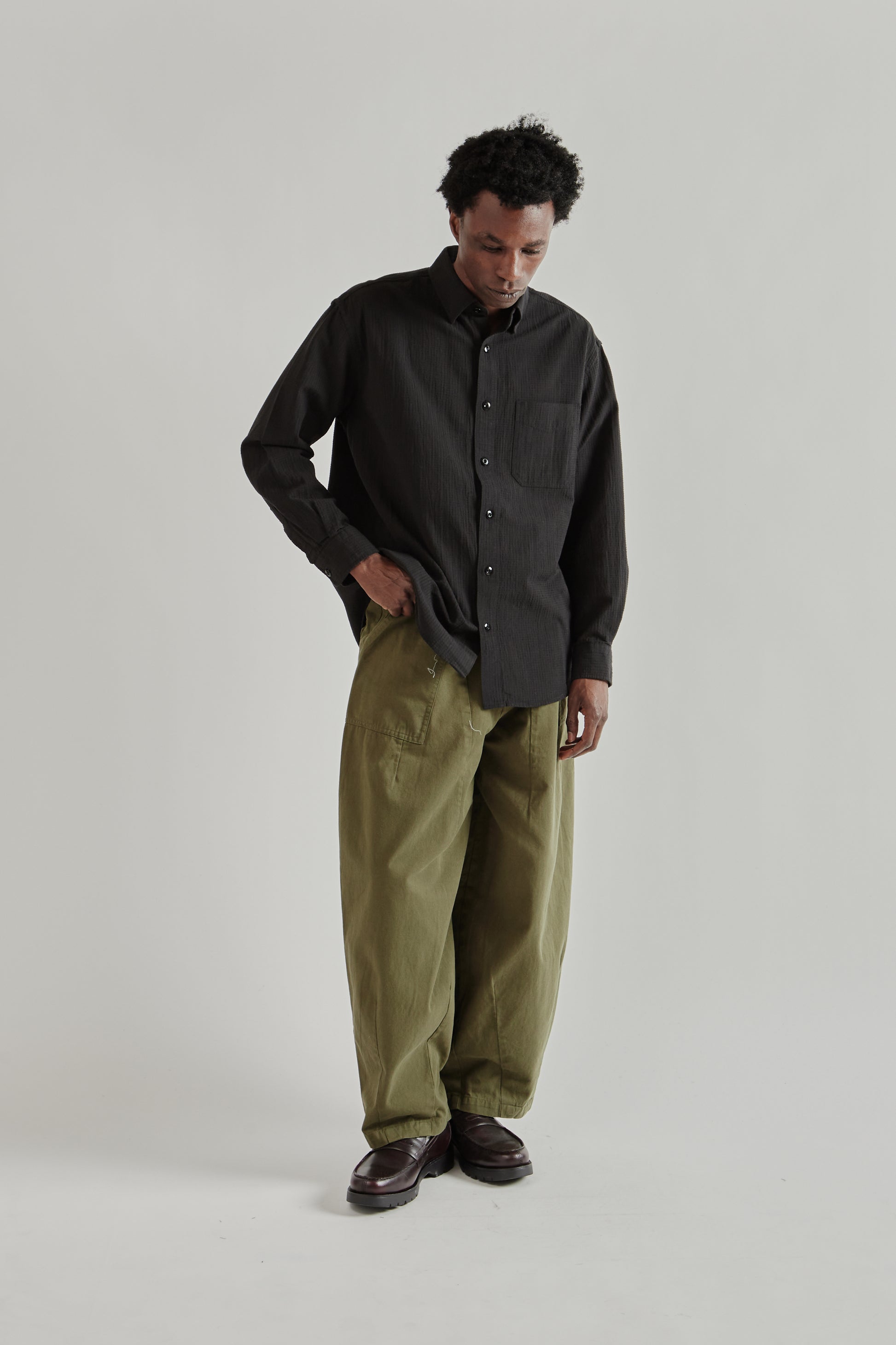 Frizmworks SS26 OG Dobby Weave Seersucker Shirt Black4449