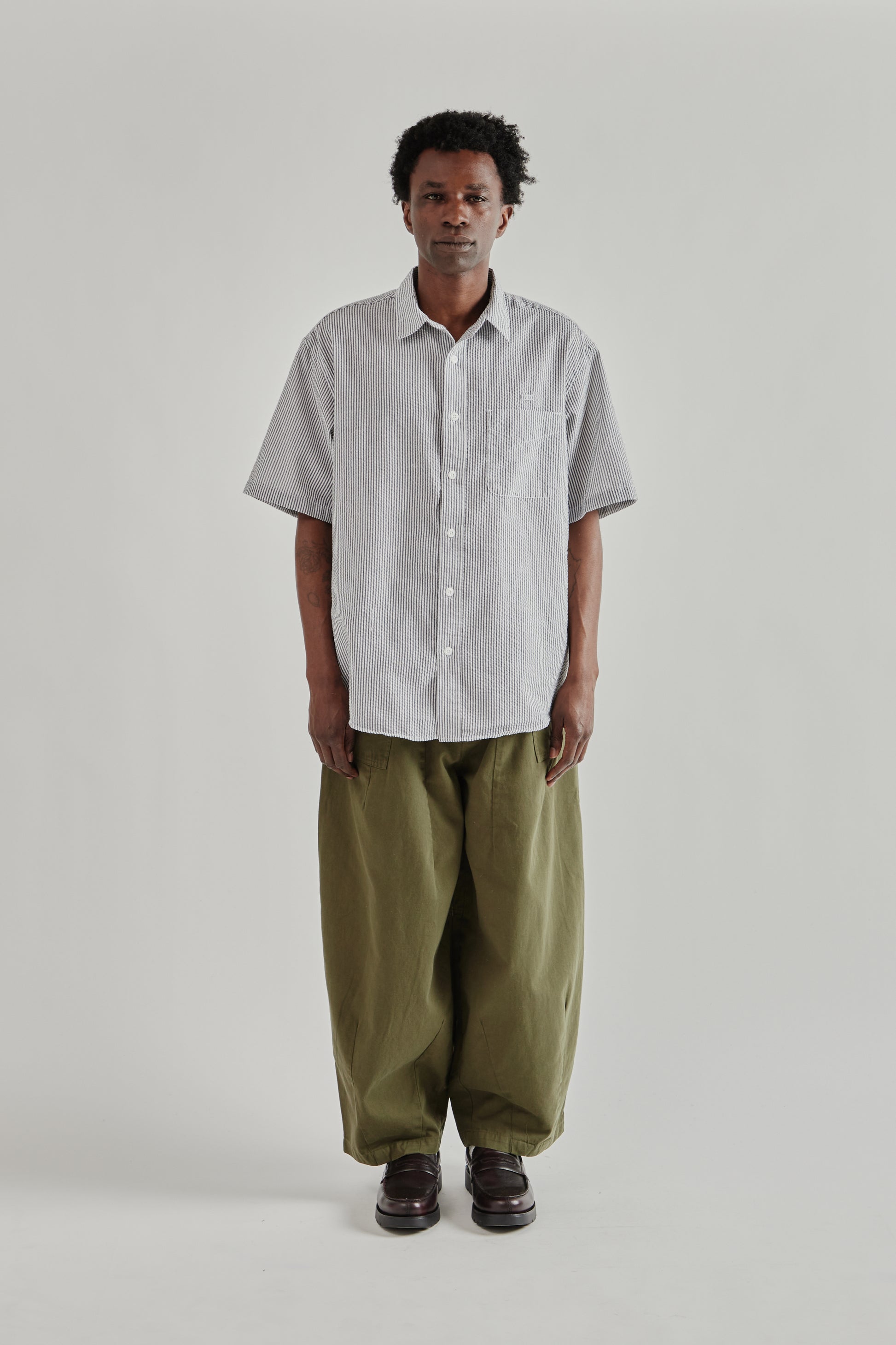 Frizmworks SS26 OG Stripe Seersucker Half Shirt Black4404