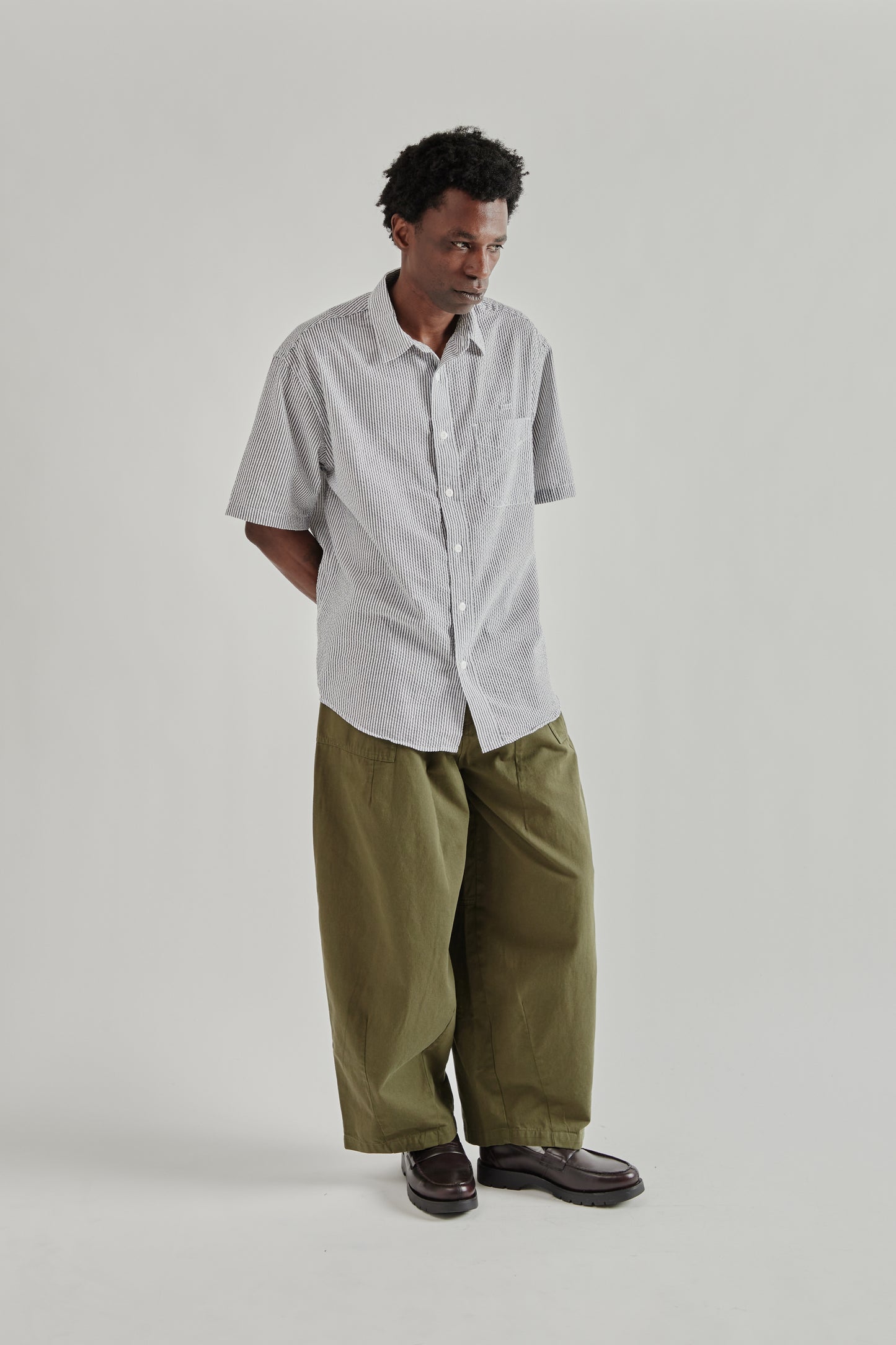 Frizmworks SS26 OG Stripe Seersucker Half Shirt Black4420