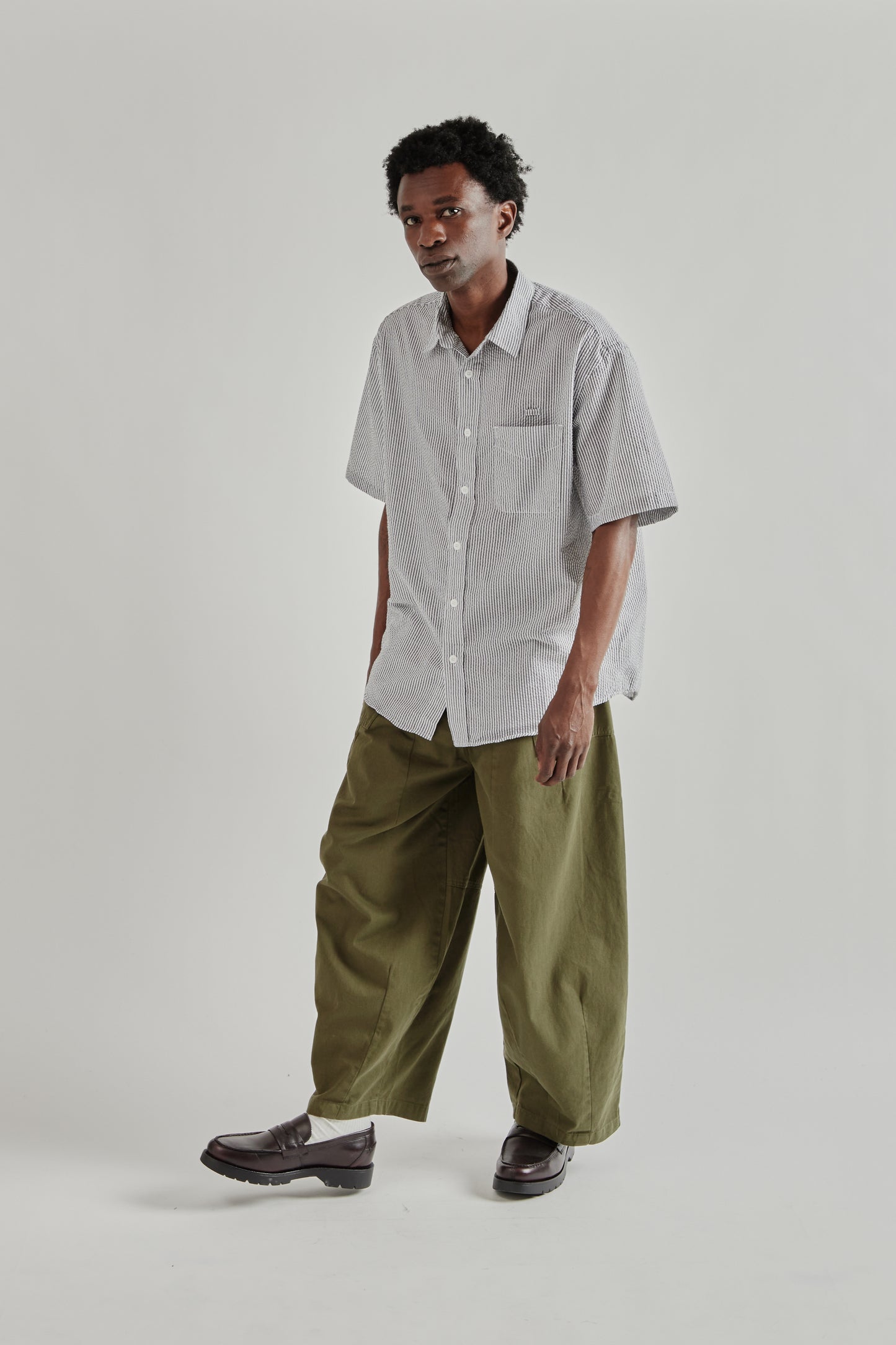 Frizmworks SS26 OG Stripe Seersucker Half Shirt Black4423