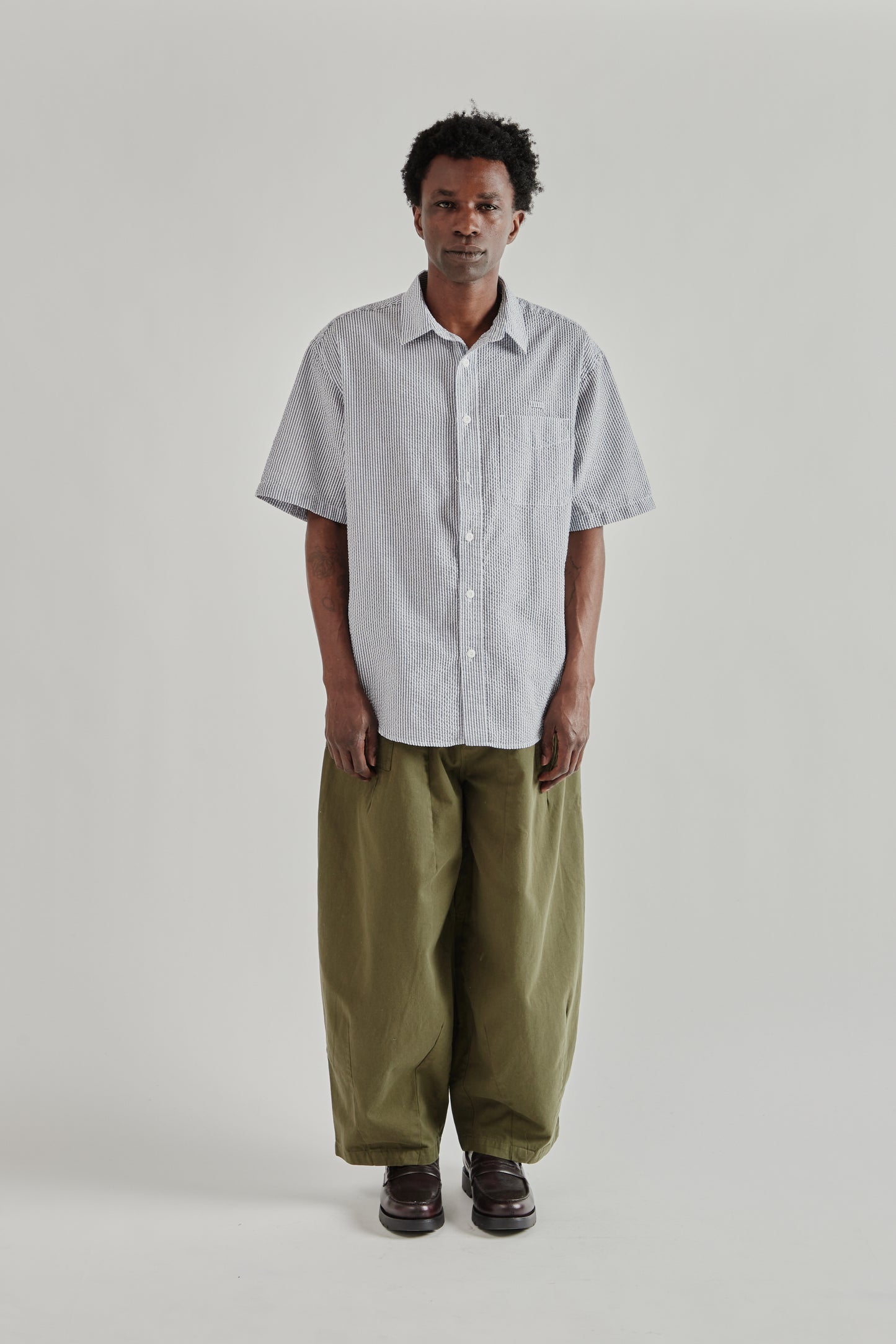 Frizmworks SS26 OG Stripe Seersucker Half Shirt Blue4379