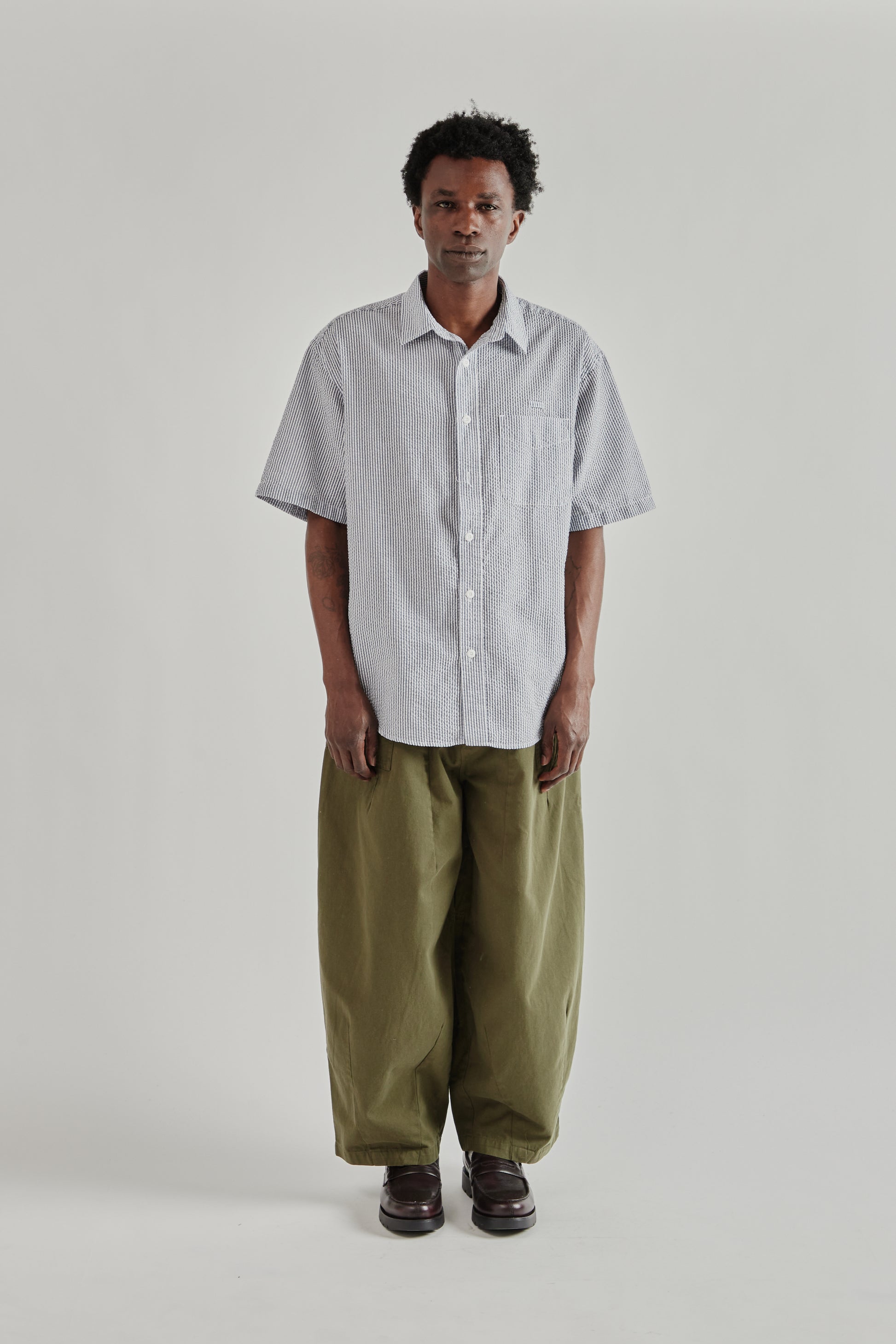 Frizmworks SS26 OG Stripe Seersucker Half Shirt Blue4379