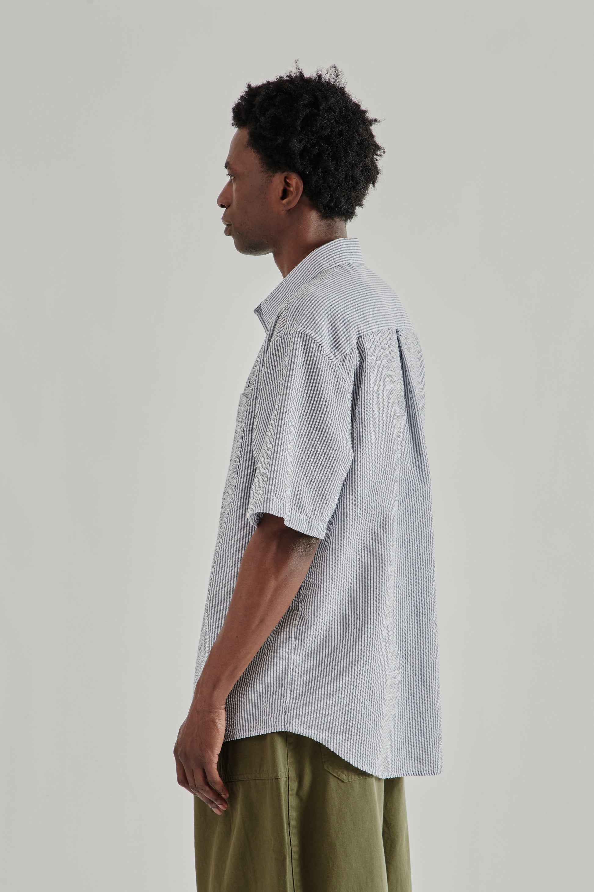 Frizmworks SS26 OG Stripe Seersucker Half Shirt Blue4388