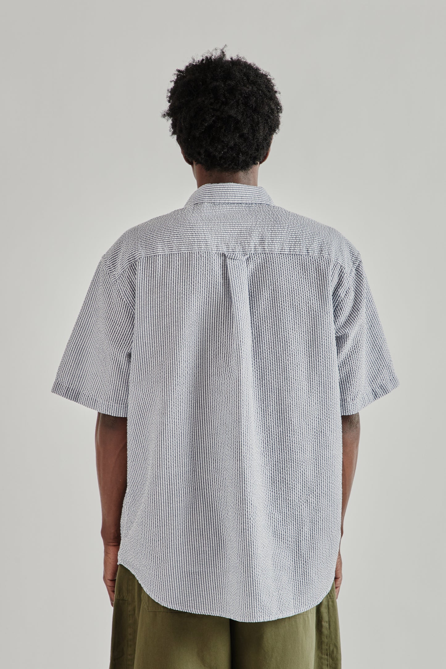 Frizmworks SS26 OG Stripe Seersucker Half Shirt Blue4391