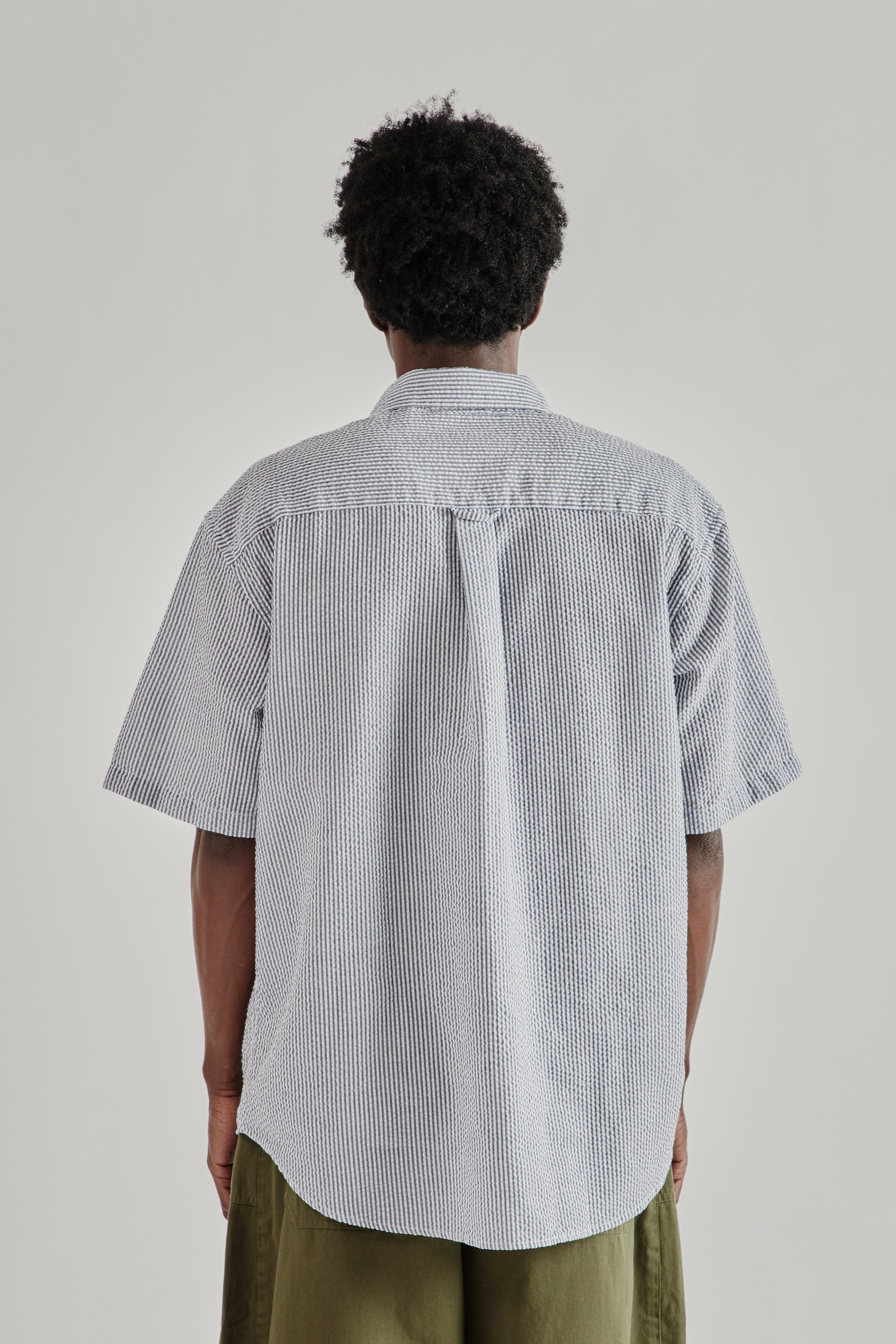 Frizmworks SS26 OG Stripe Seersucker Half Shirt Blue4391