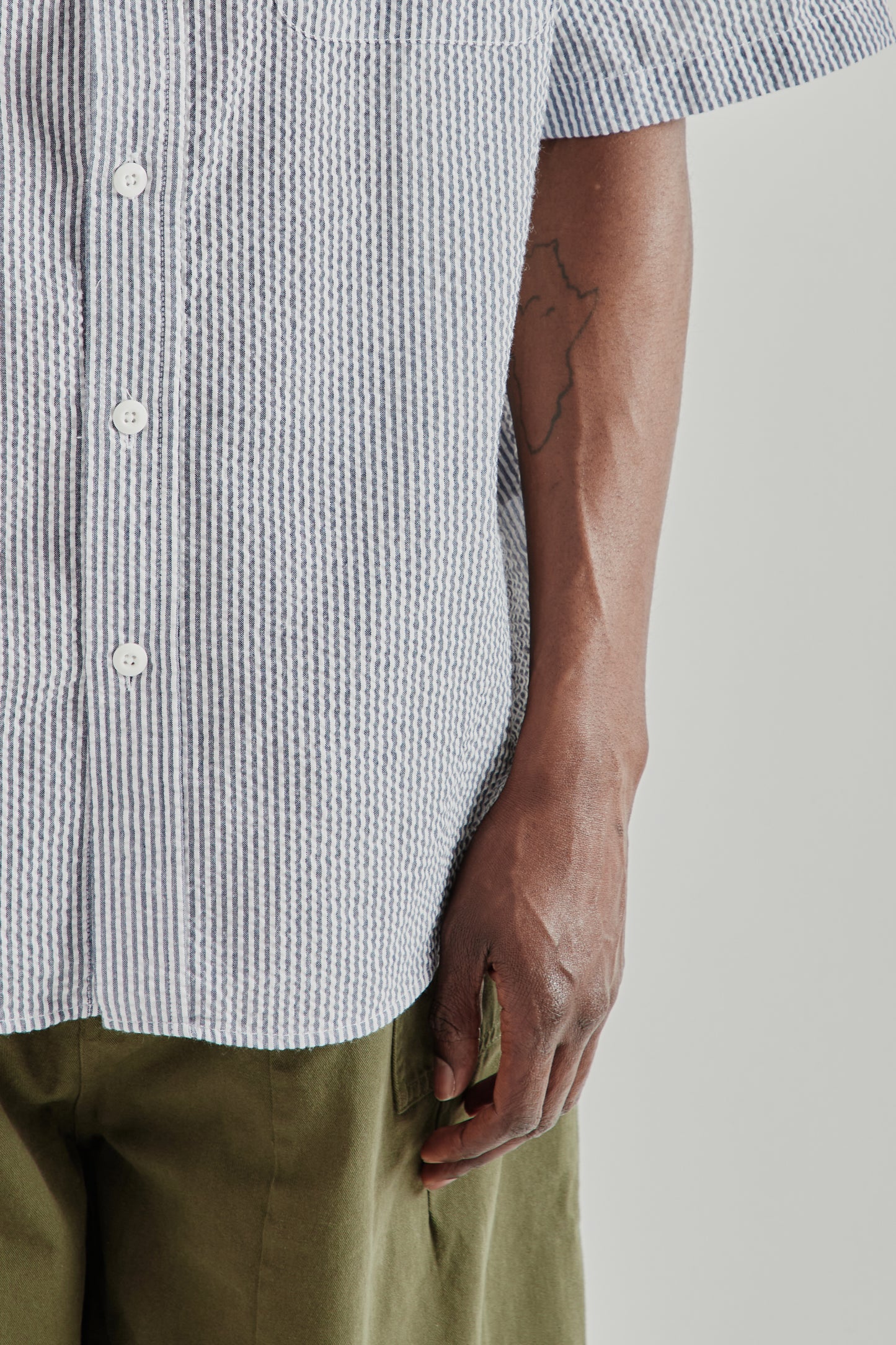 Frizmworks SS26 OG Stripe Seersucker Half Shirt Blue4395