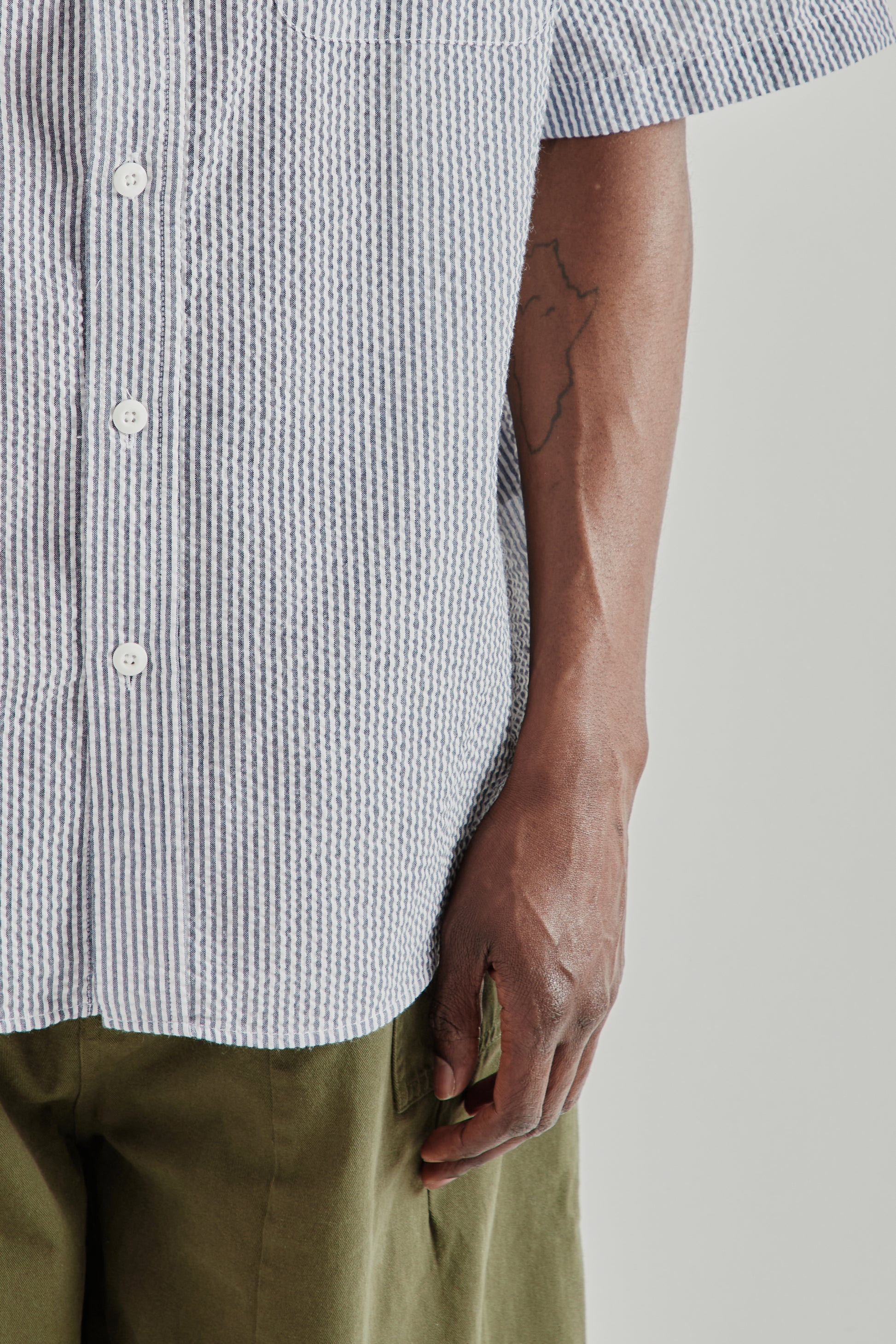 Frizmworks SS26 OG Stripe Seersucker Half Shirt Blue4395