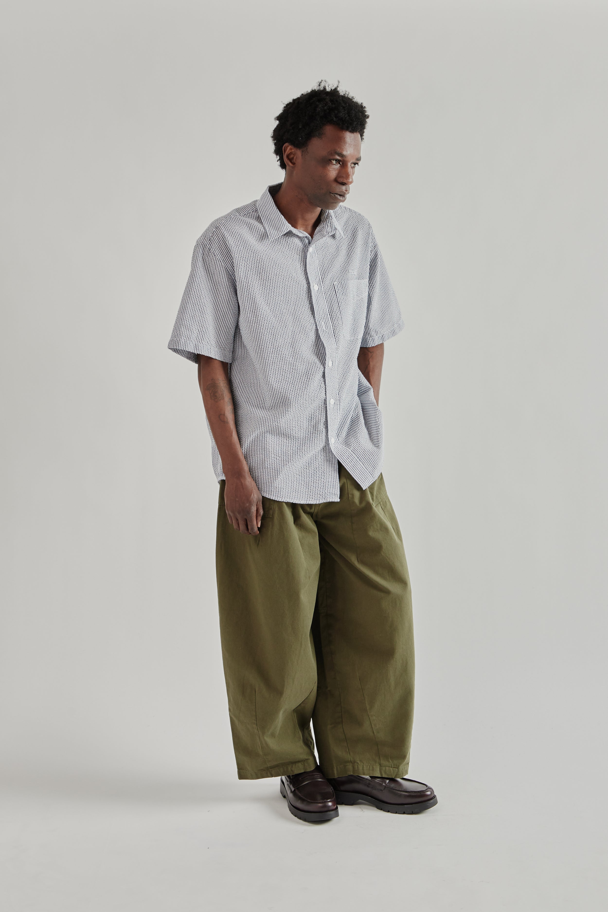 Frizmworks OG Stripe Seersucker Half Shirt - Blue | Wallace