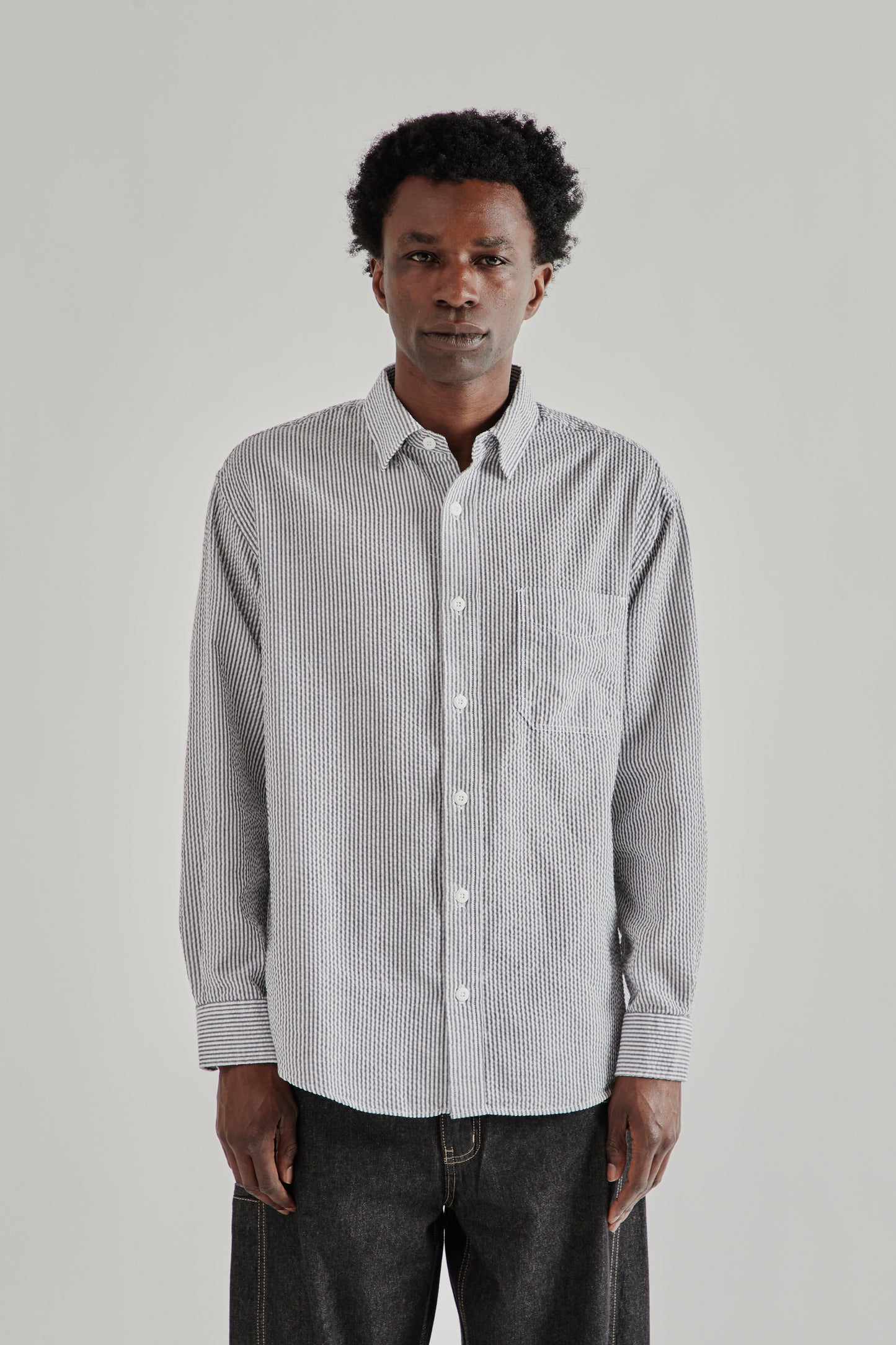 OG Stripe Seersucker Shirt - Black