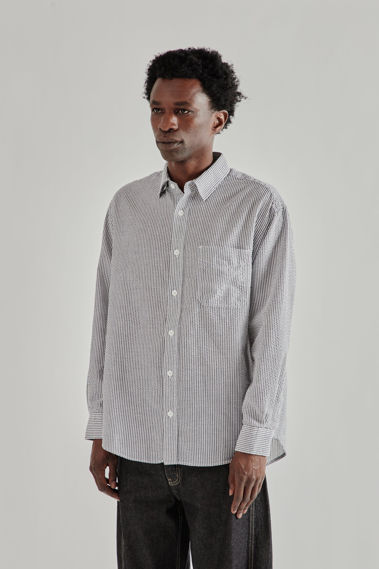 OG Stripe Seersucker Shirt - Black