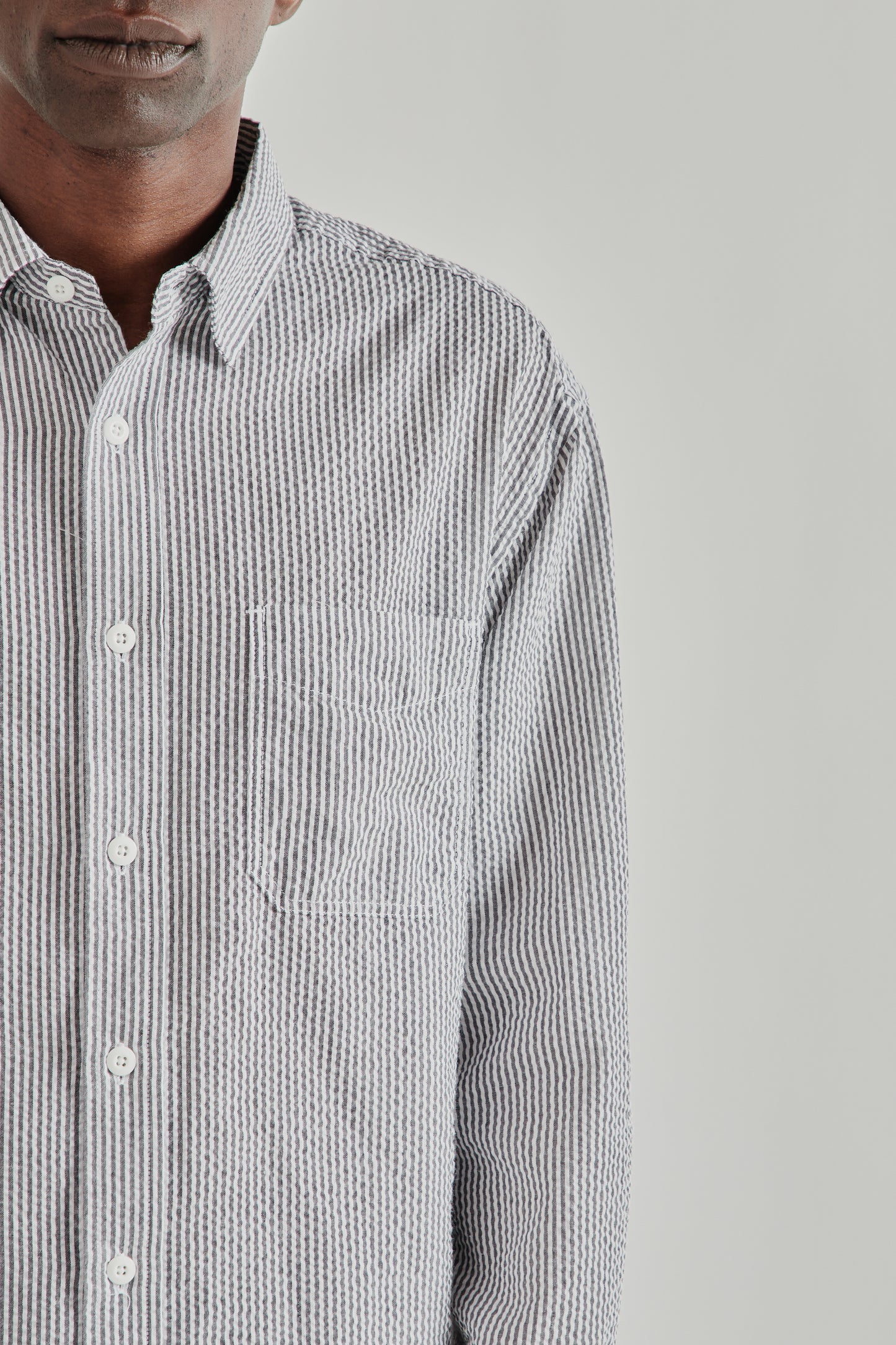 OG Stripe Seersucker Shirt - Black