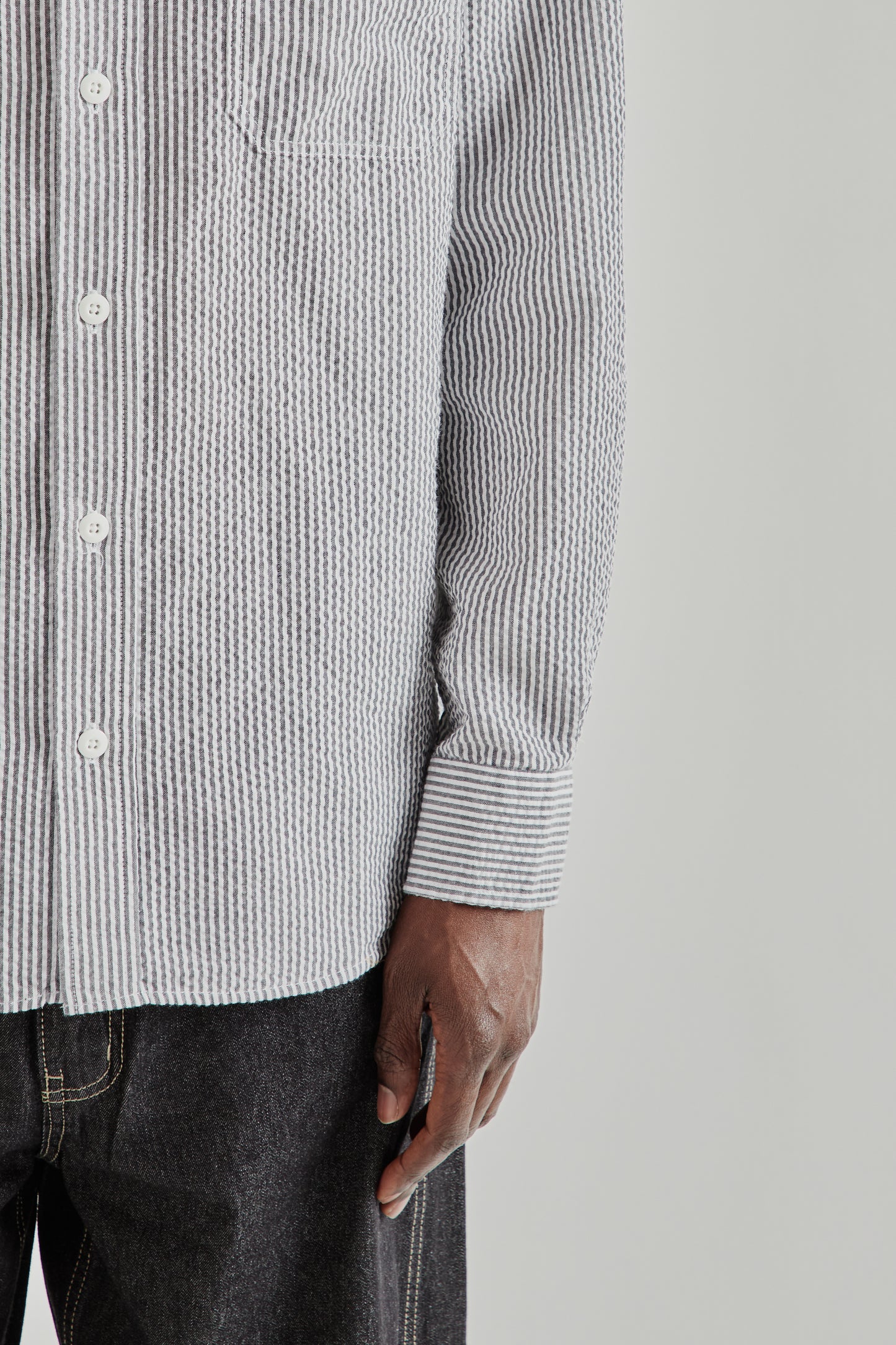 OG Stripe Seersucker Shirt - Black