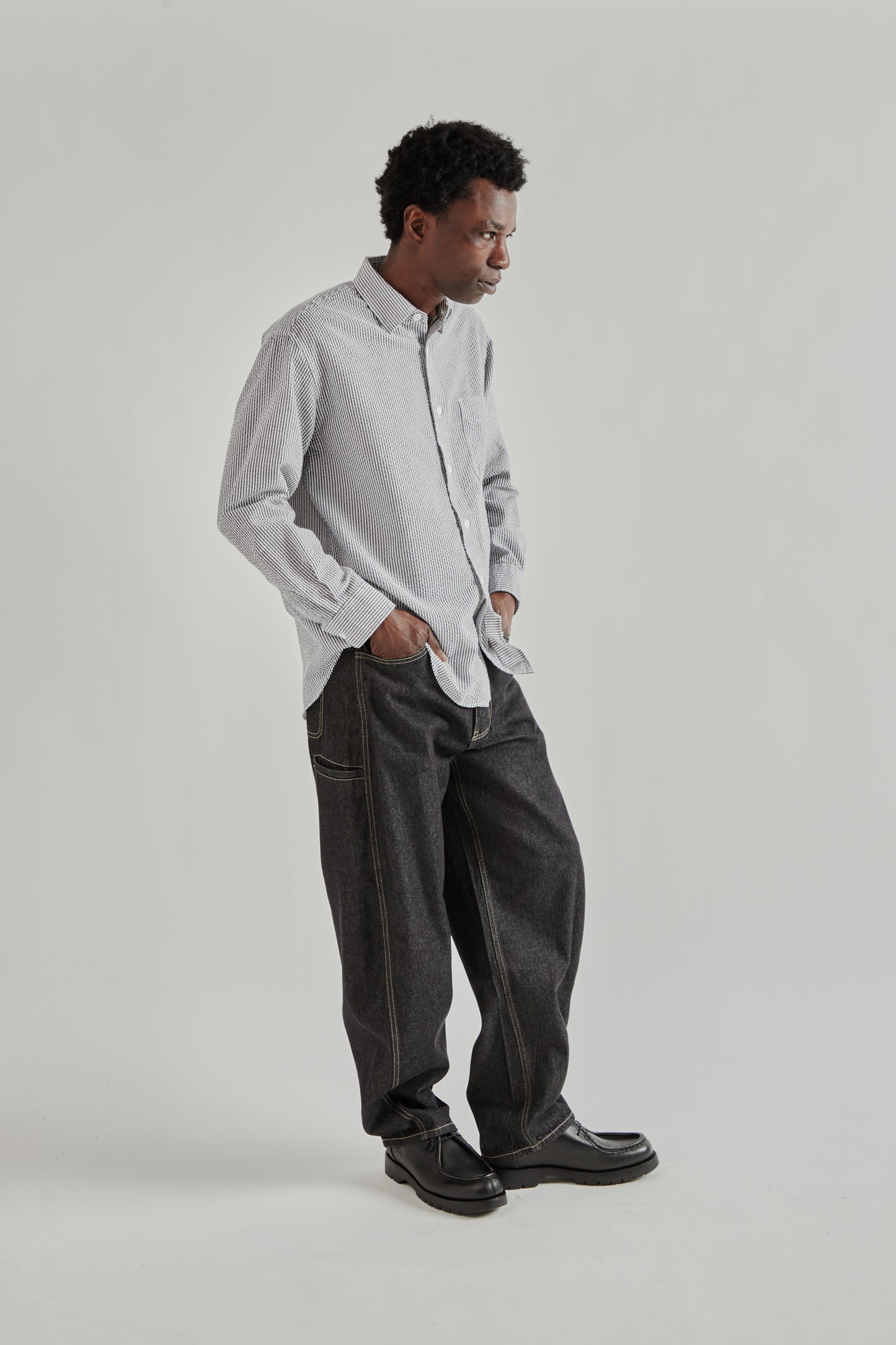 OG Stripe Seersucker Shirt - Black