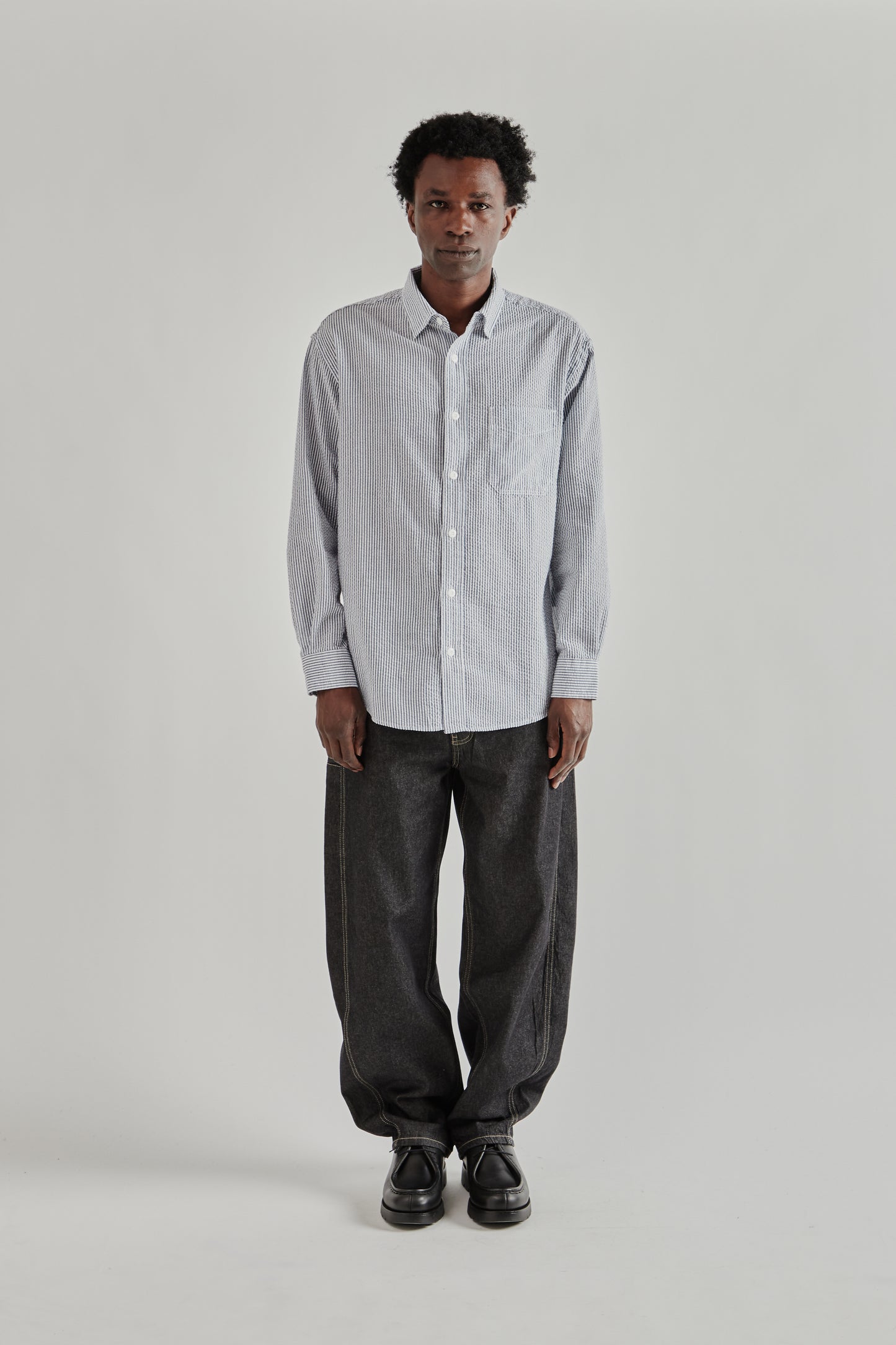 OG Stripe Seersucker Shirt - Blue