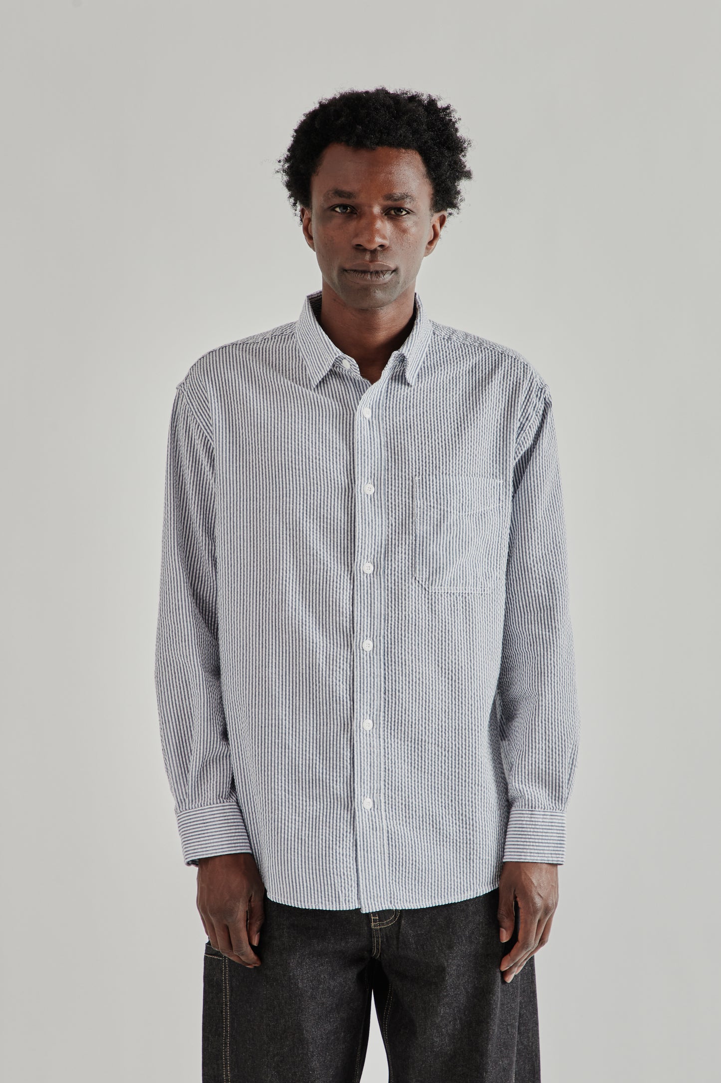 OG Stripe Seersucker Shirt - Blue