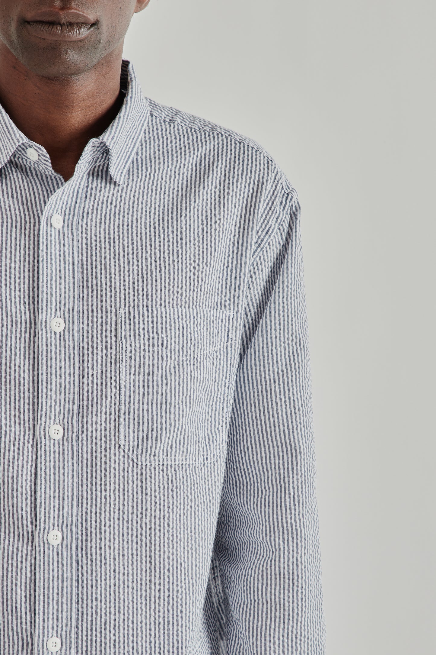 OG Stripe Seersucker Shirt - Blue