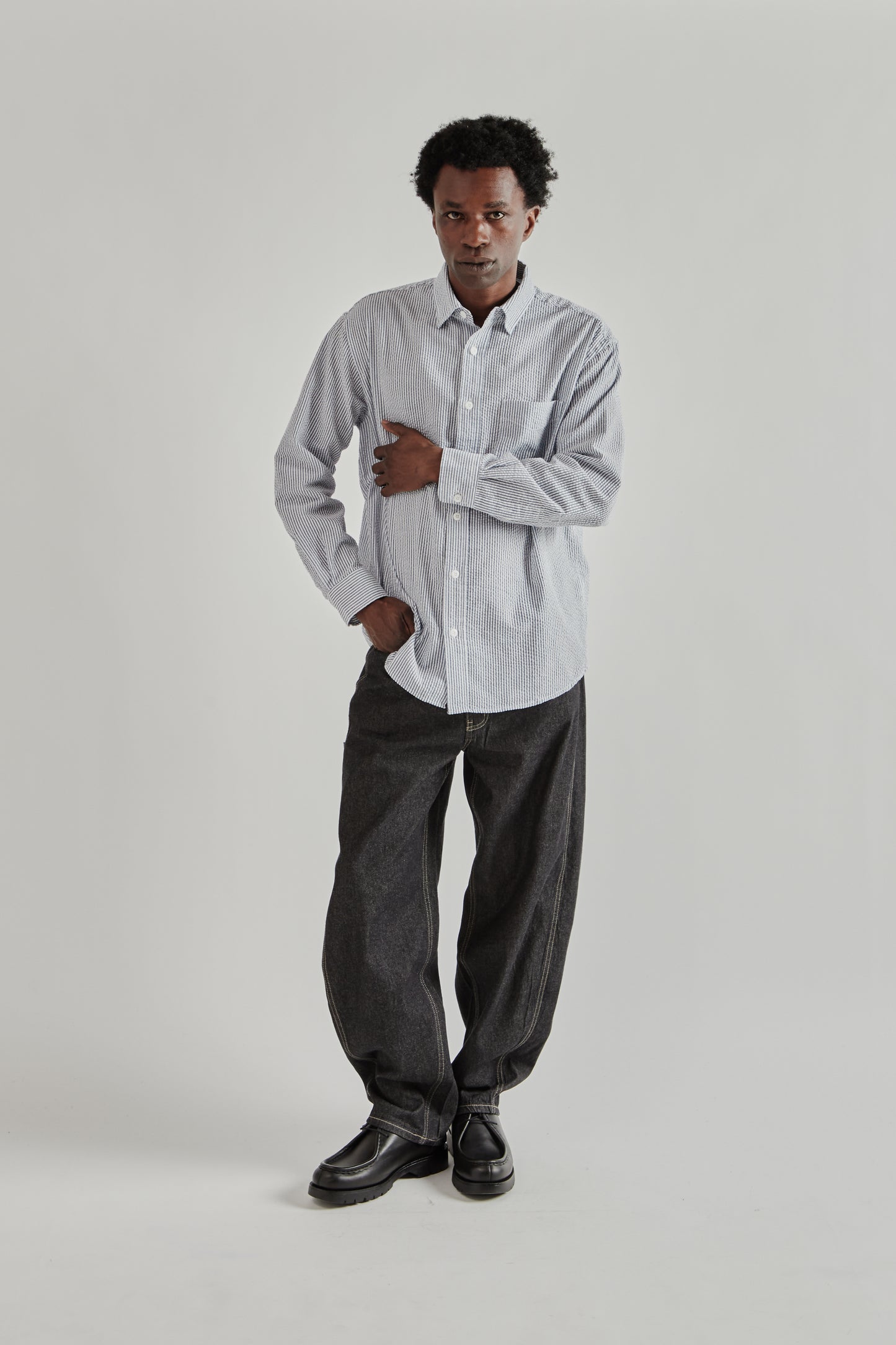 OG Stripe Seersucker Shirt - Blue