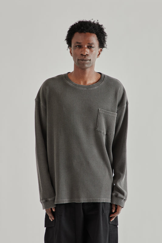 Frizmworks SS26 Pigment Dyeing Waffle Pocket Tee Charcoal4988