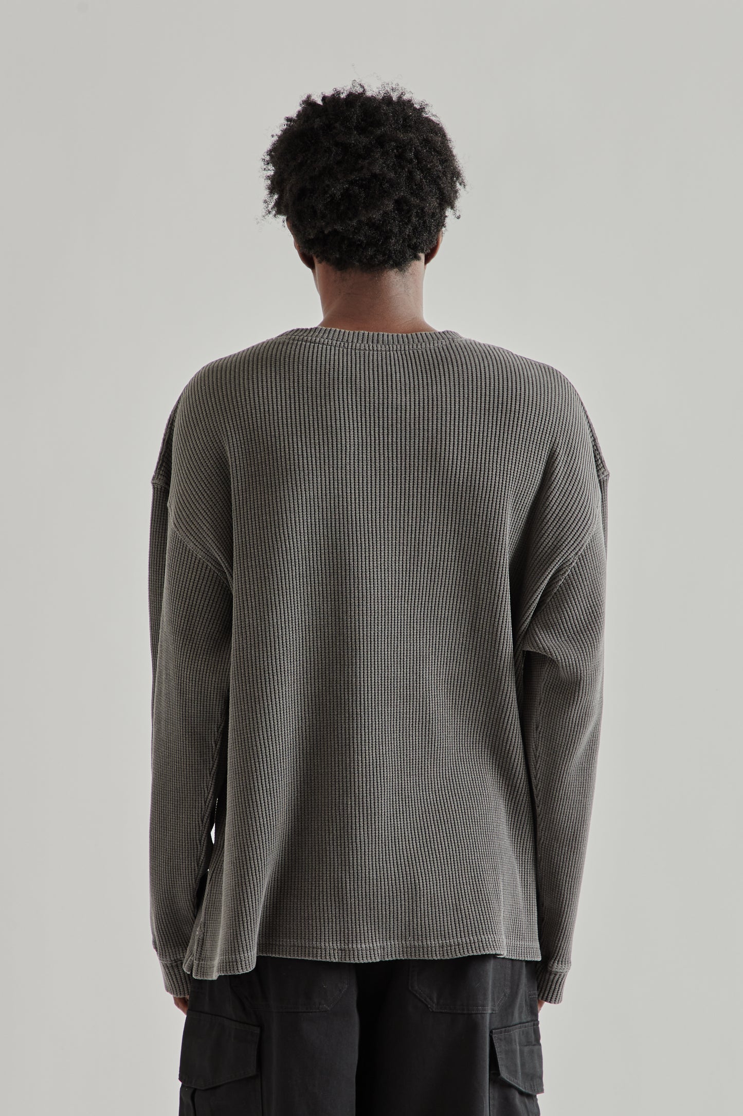 Frizmworks SS26 Pigment Dyeing Waffle Pocket Tee Charcoal4999