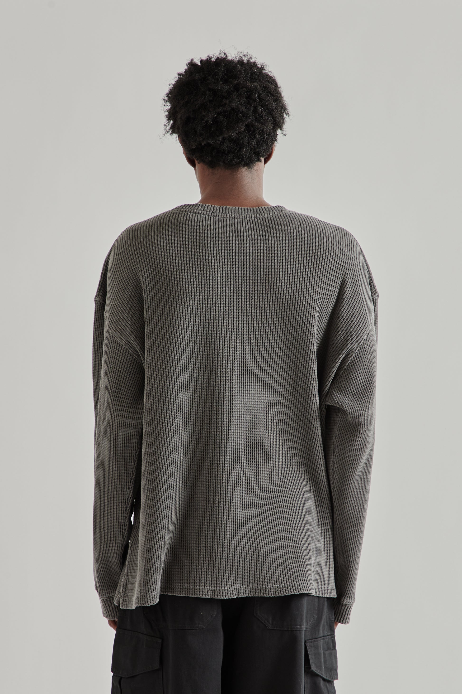 Frizmworks SS26 Pigment Dyeing Waffle Pocket Tee Charcoal4999