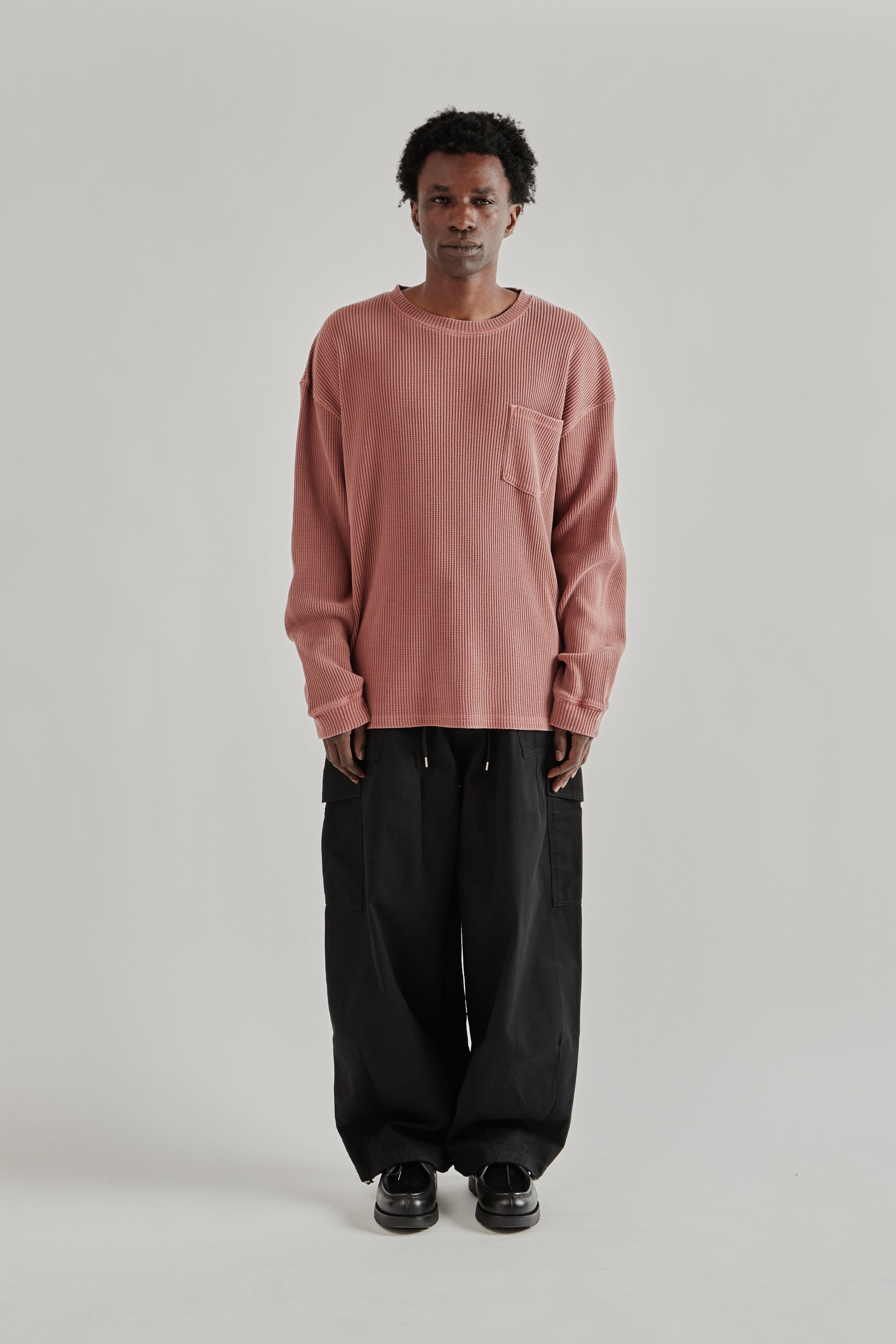 Frizmworks SS26 Pigment Dyeing Waffle Pocket Tee Pink4912