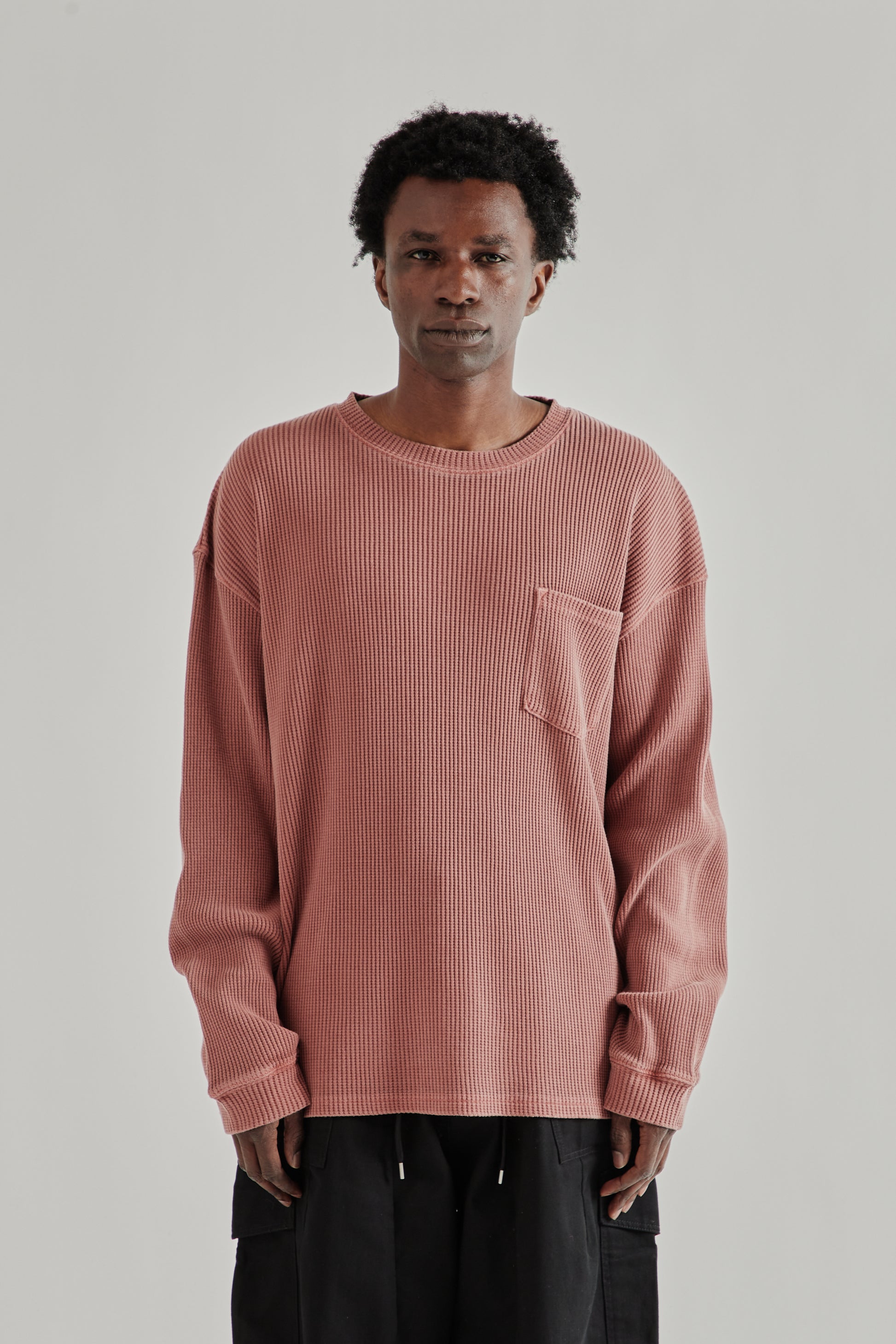 Frizmworks SS26 Pigment Dyeing Waffle Pocket Tee Pink4915