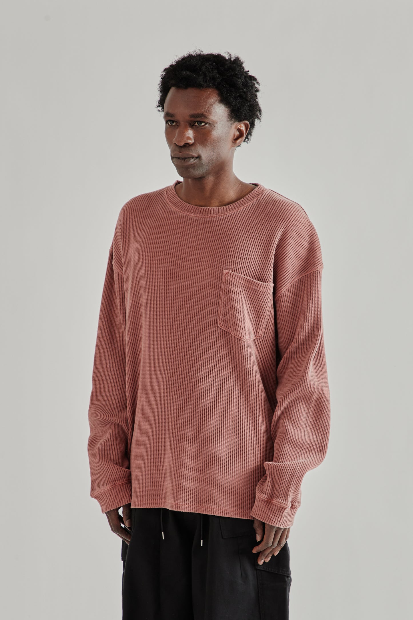 Frizmworks SS26 Pigment Dyeing Waffle Pocket Tee Pink4918