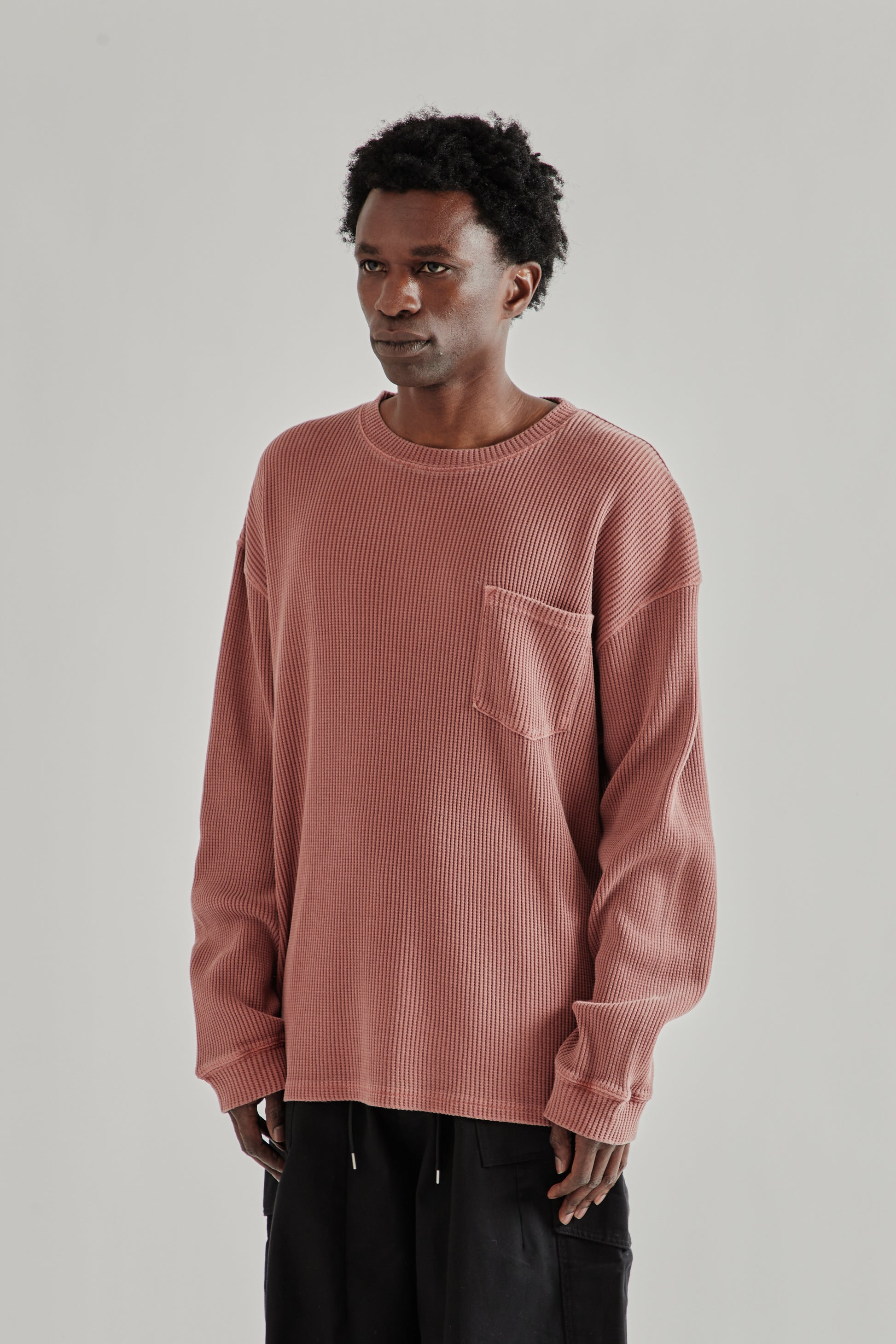 Frizmworks SS26 Pigment Dyeing Waffle Pocket Tee Pink4918