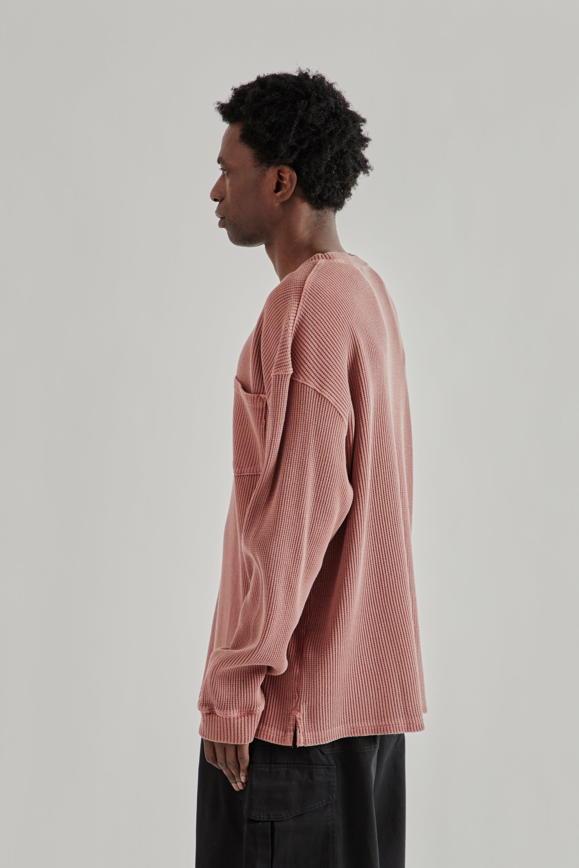 Frizmworks SS26 Pigment Dyeing Waffle Pocket Tee Pink4921