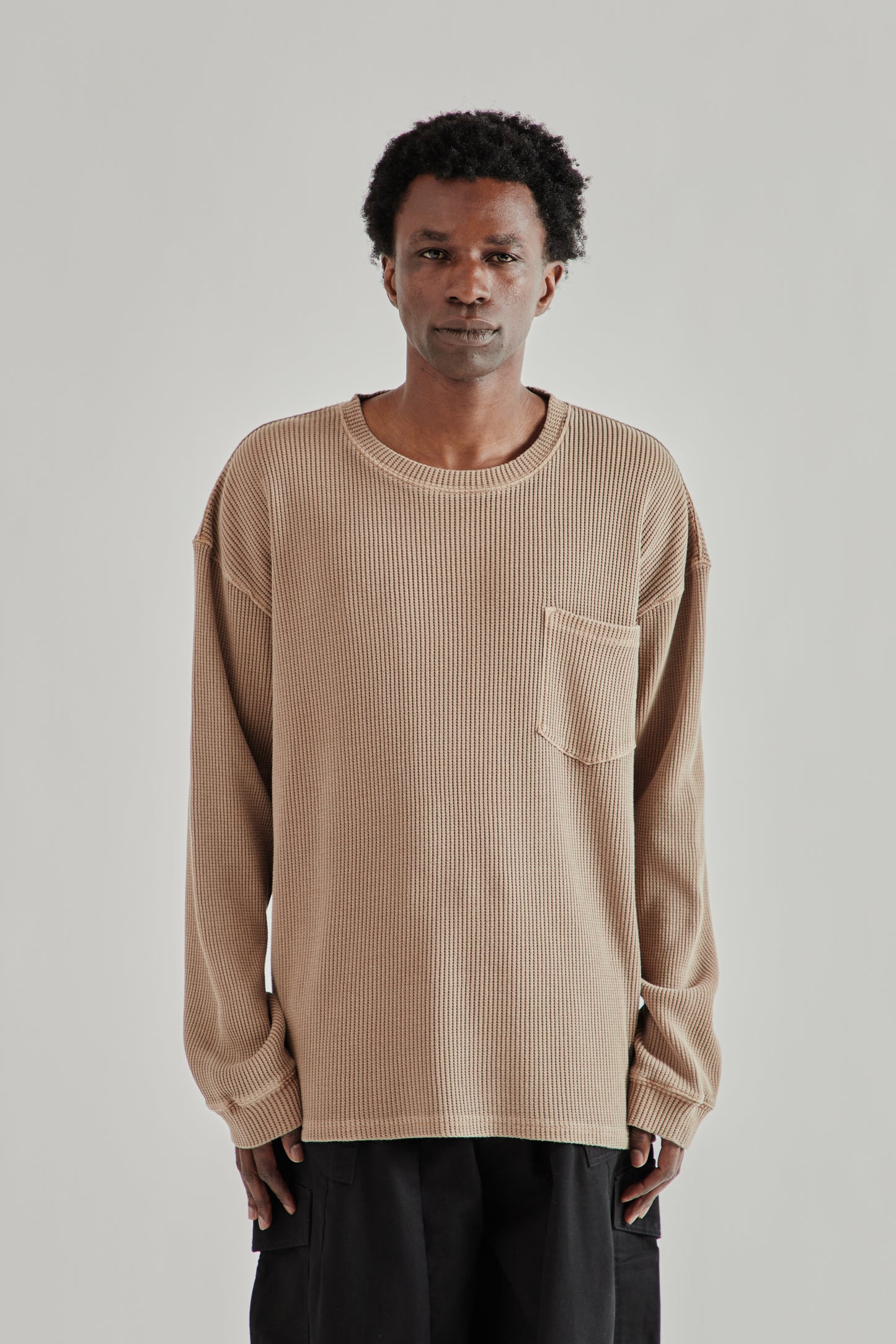 Frizmworks SS26 Pigment Dyeing Waffle Pocket Tee Tan4963