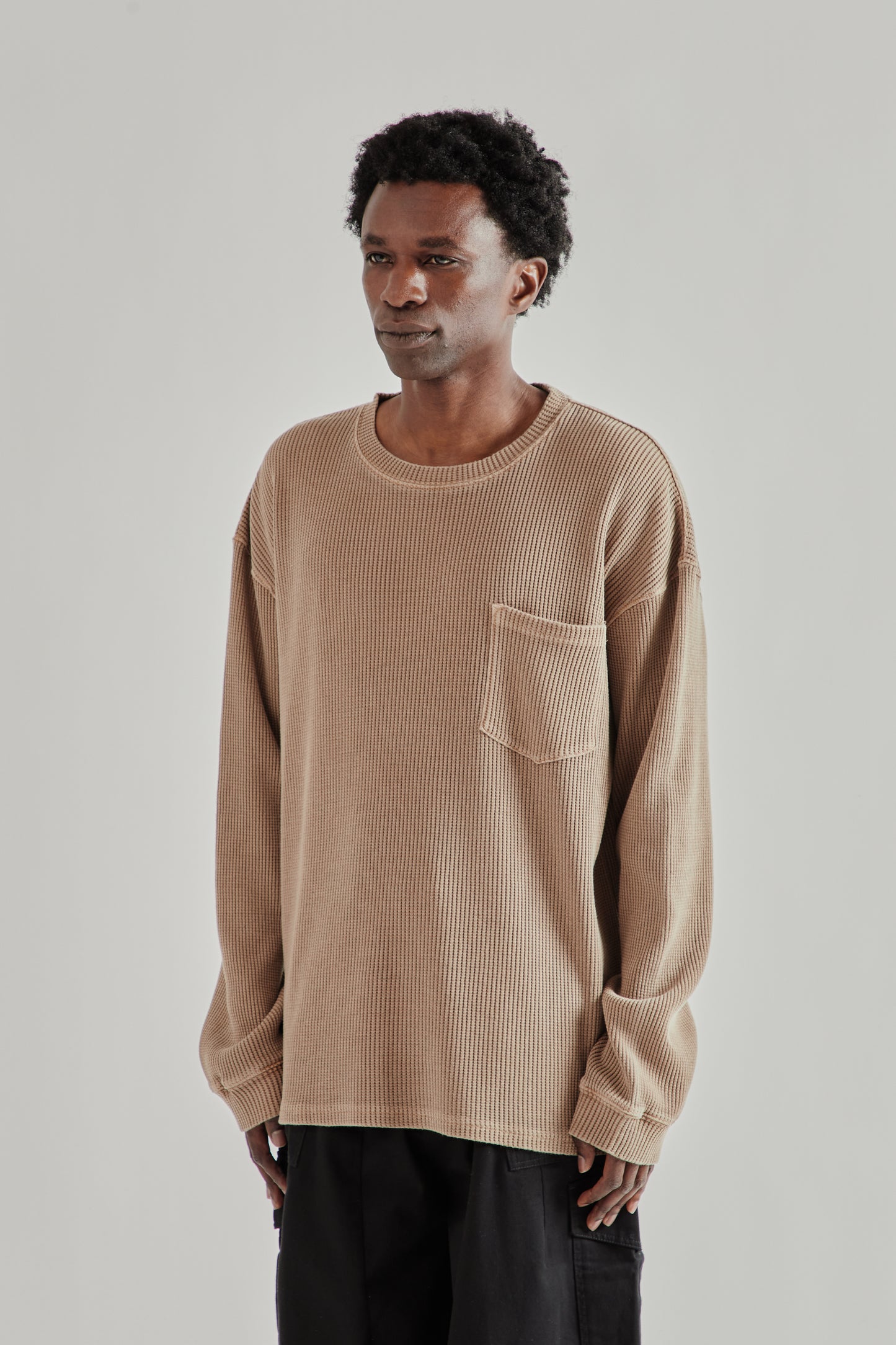 Frizmworks SS26 Pigment Dyeing Waffle Pocket Tee Tan4967