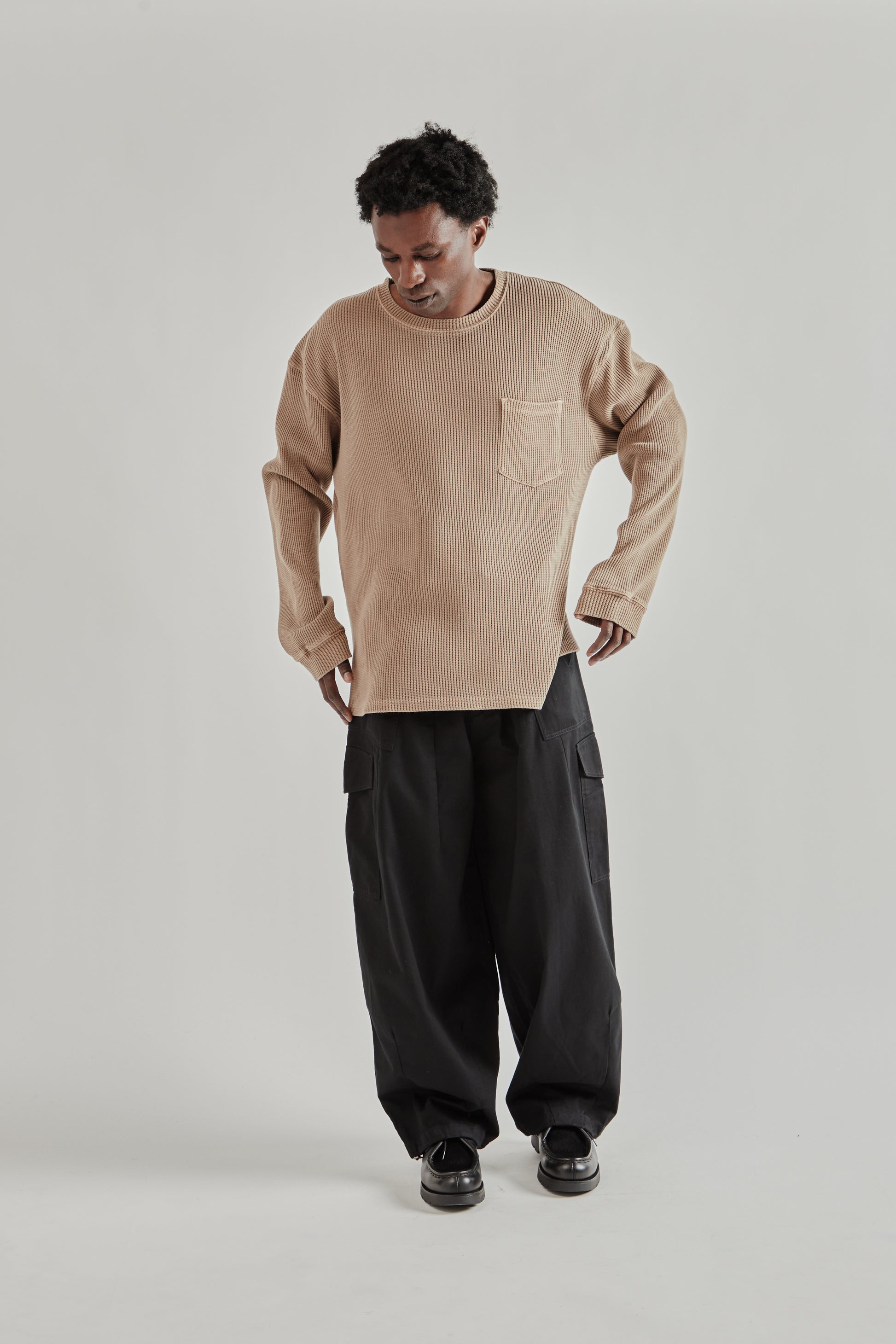 Frizmworks SS26 Pigment Dyeing Waffle Pocket Tee Tan4980