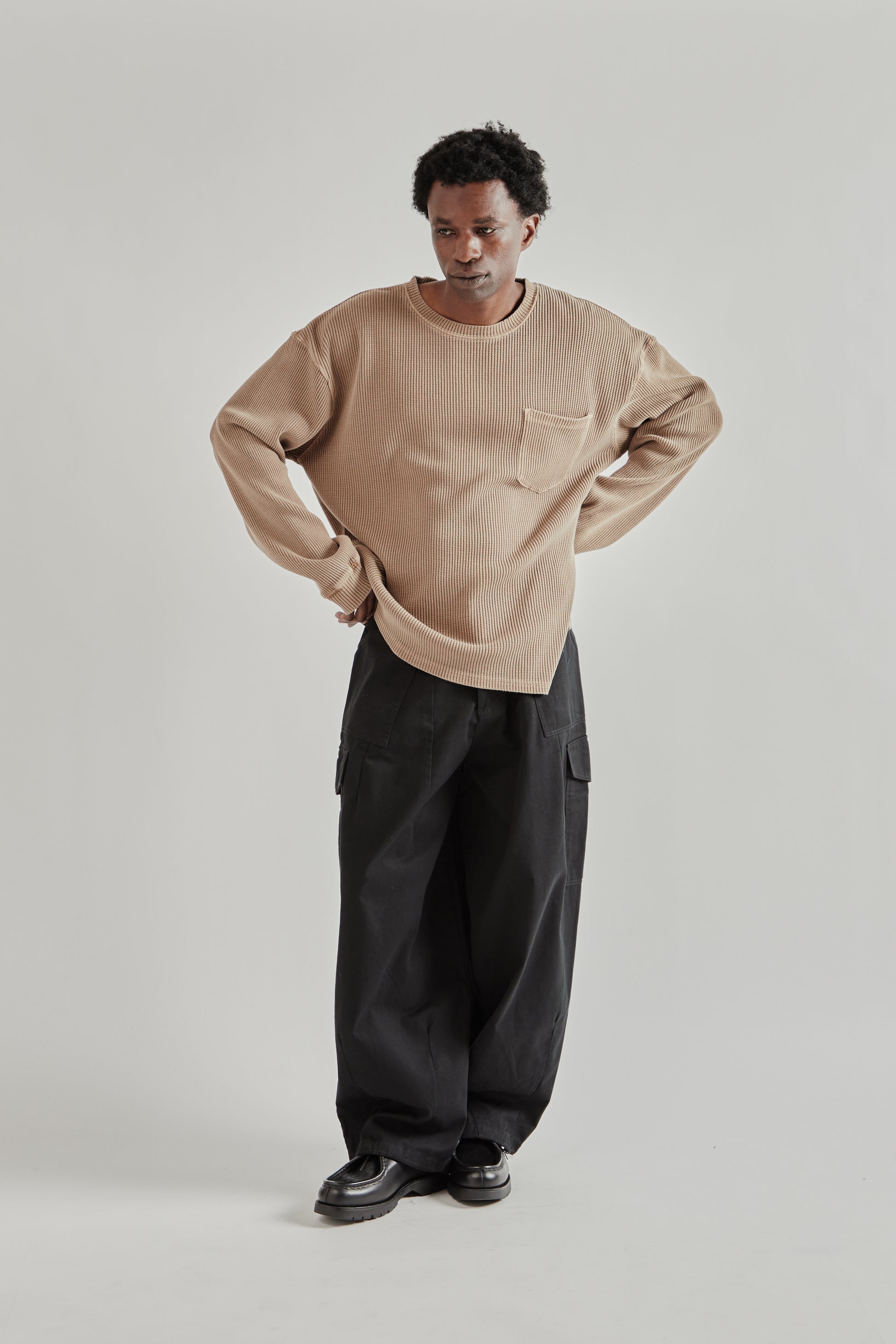 Frizmworks SS26 Pigment Dyeing Waffle Pocket Tee Tan4982