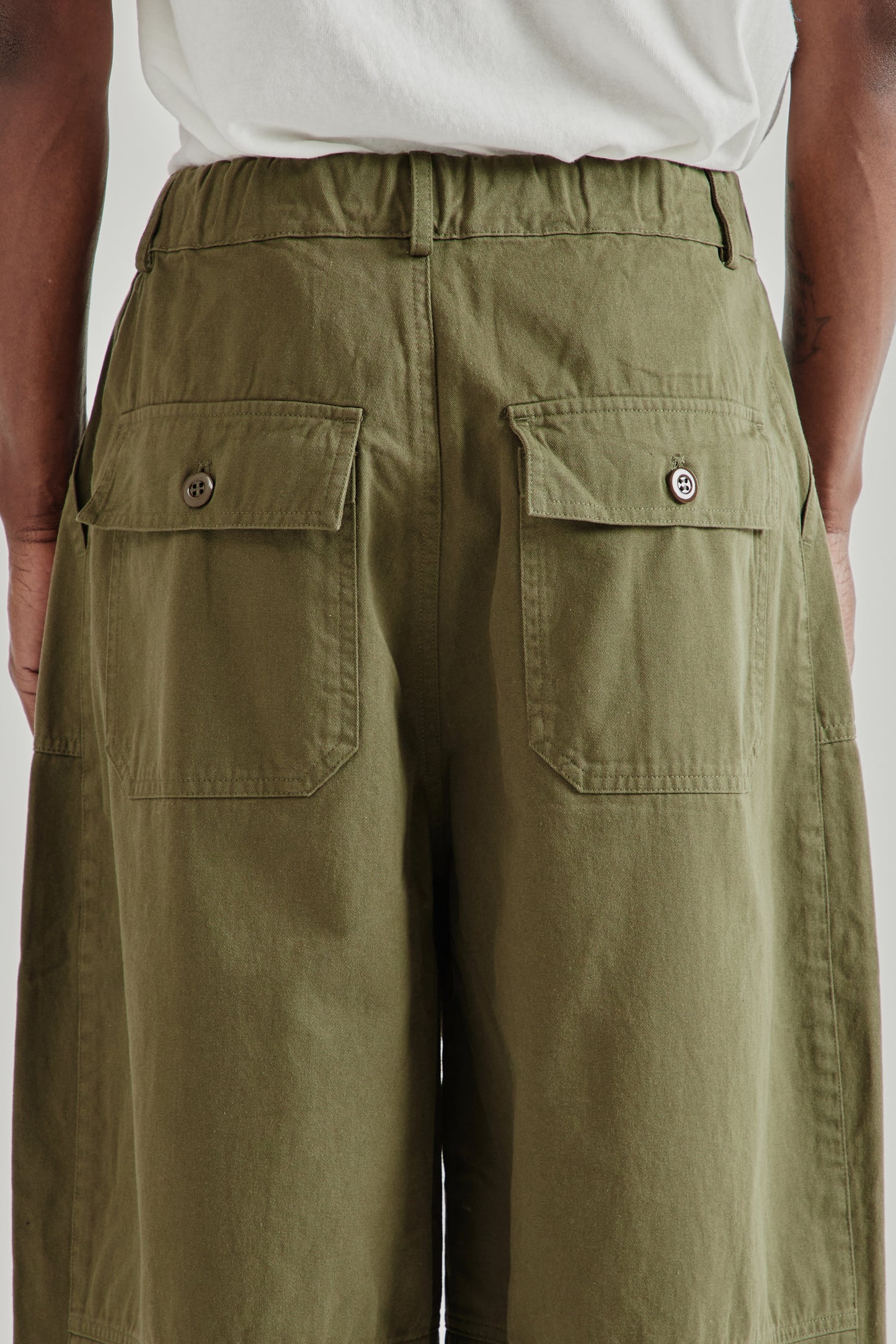 Twill Balloon Pants - Olive