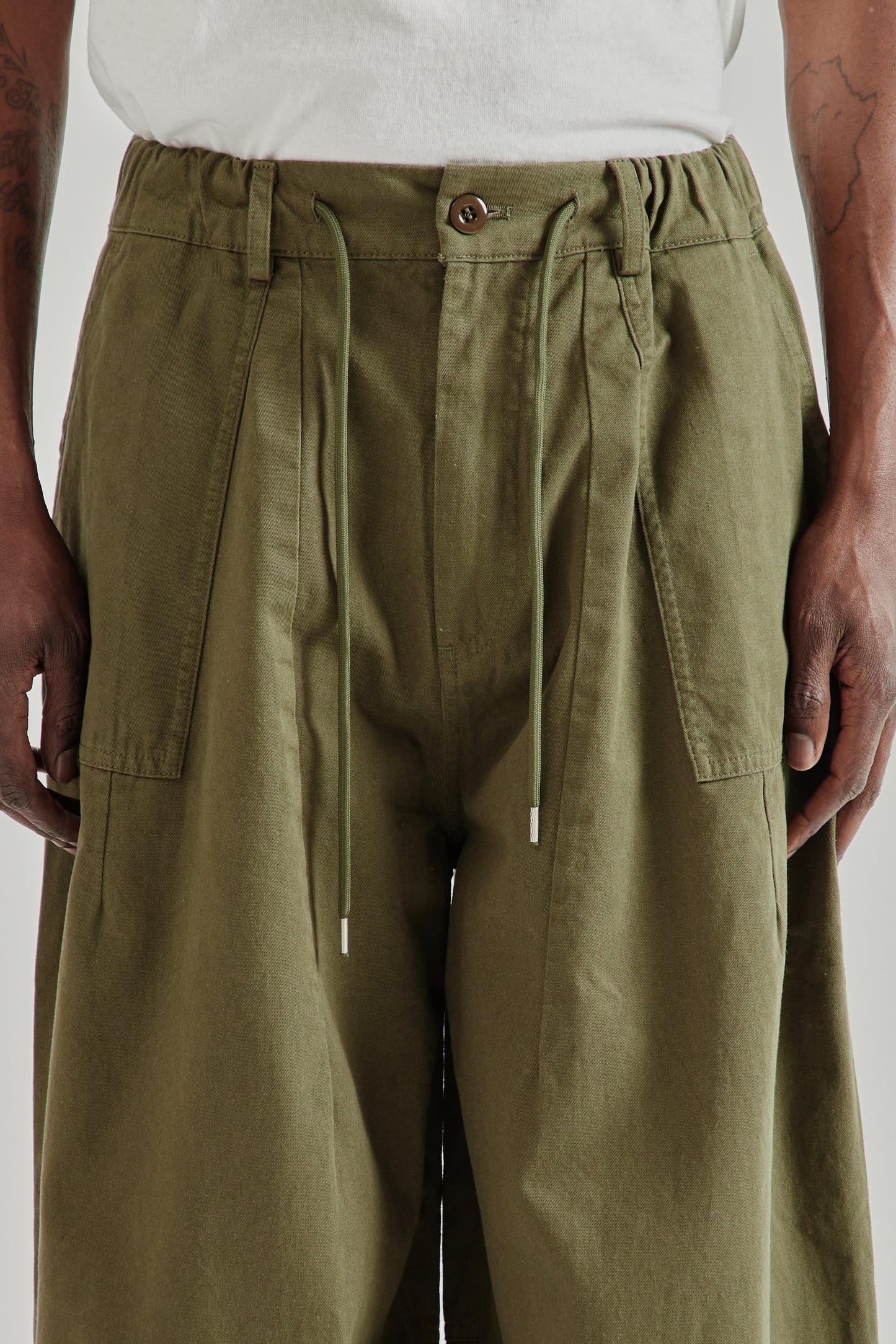 Twill Balloon Pants - Olive